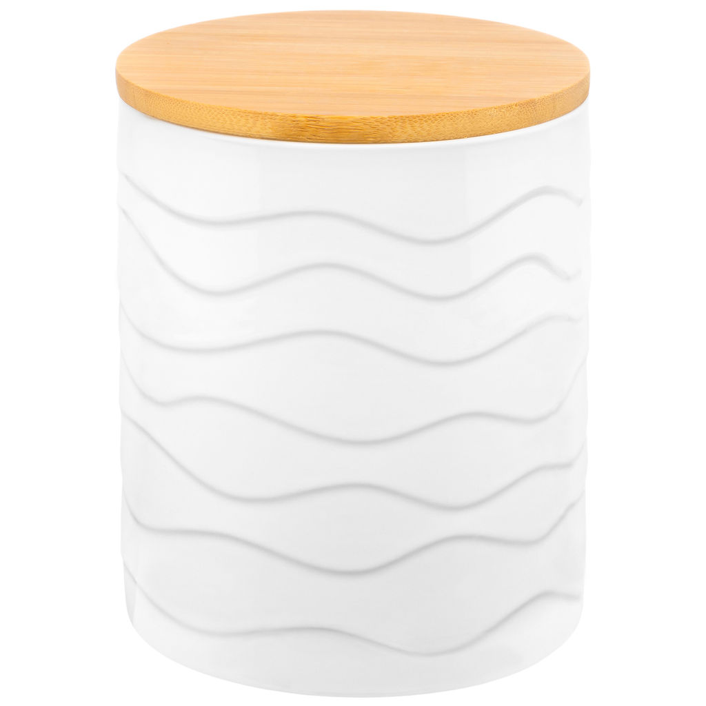 Банка д/хранения 1,2 л 13*13*16 см "Айсберг волны" с дер. крышк. с сил. упл.