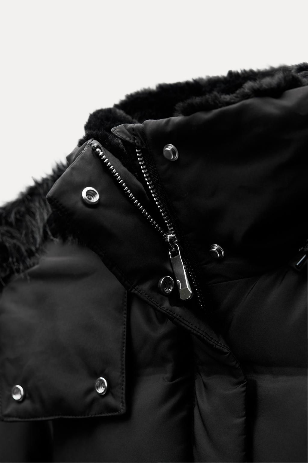 WATER AND WIND PROTECTION HOODED DOWN PUFFER JACKET WITH BELT - Zara фото 9