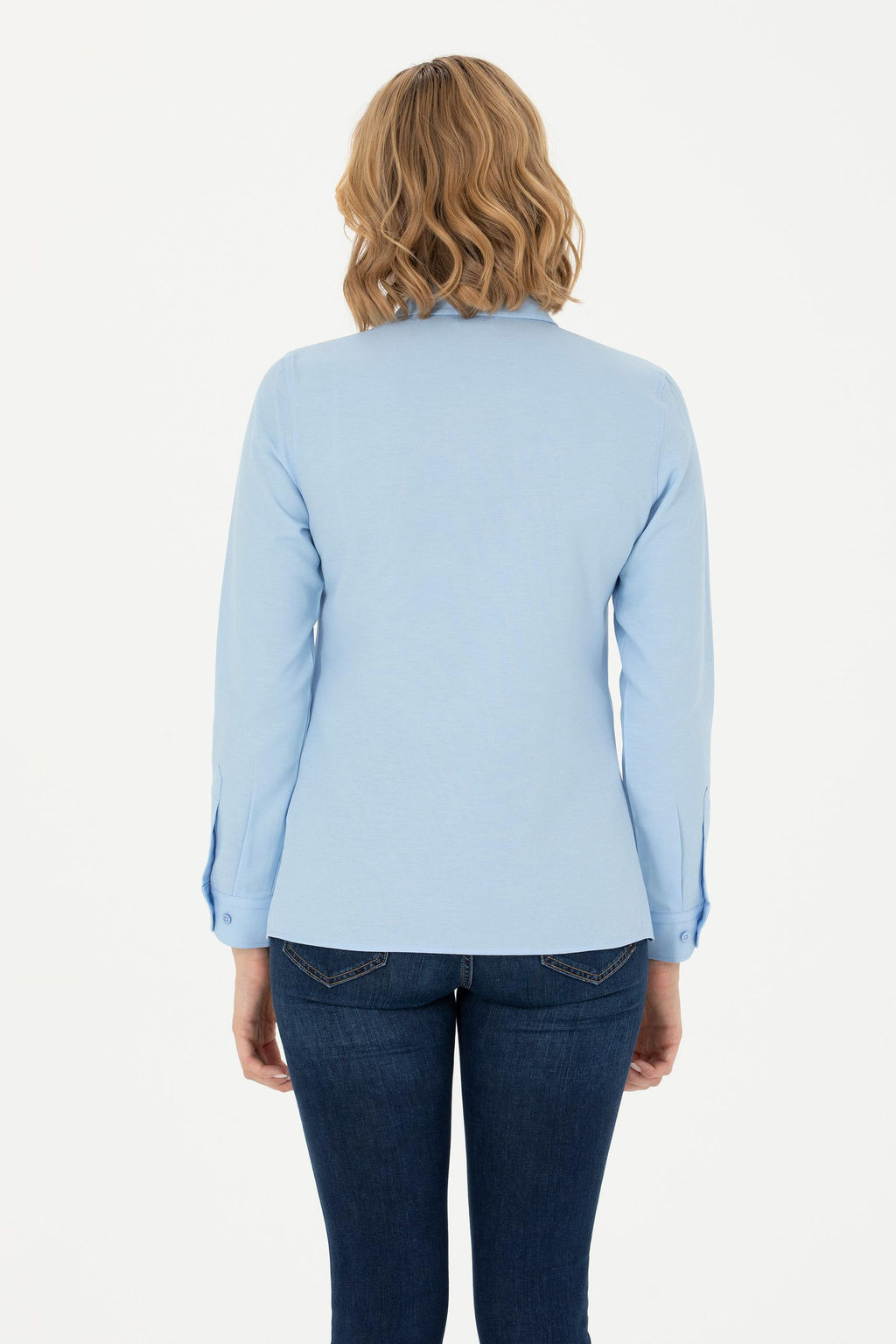 Женская синяя базовая рубашка с длинным рукавом Неожиданная скидка в корзине - U.s. polo assn фото 5