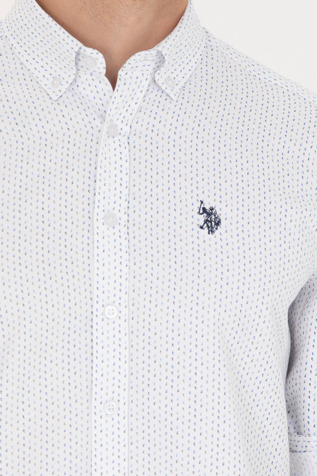 U. S. Polo Assn Мужская темно-синяя белая рубашка с принтом - U.s. polo assn фото 7