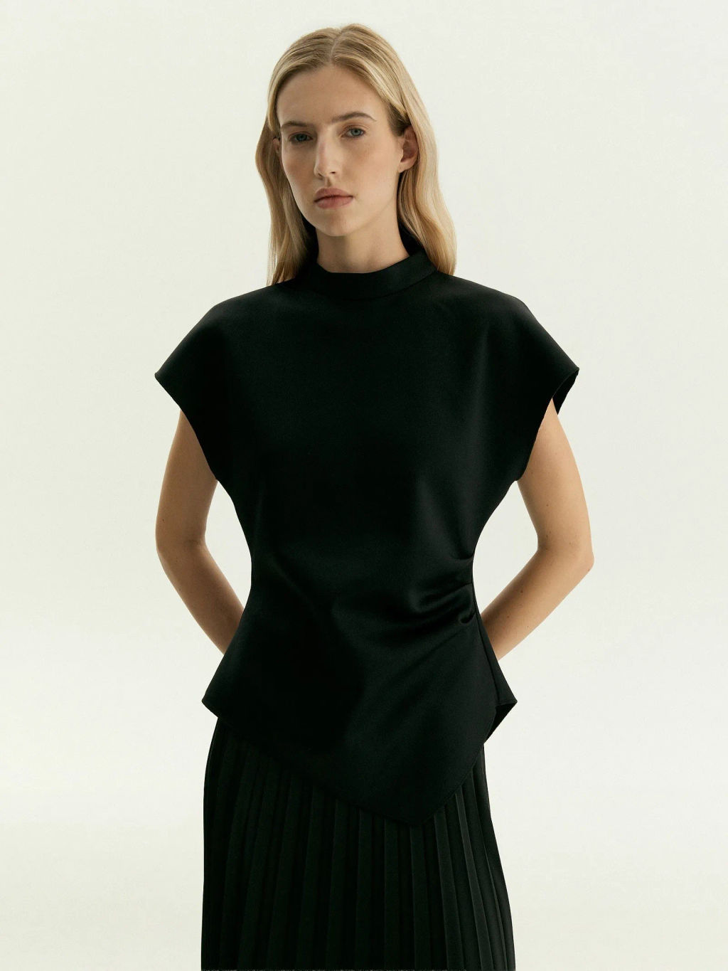 Трикотажная блузка с драпировкой из хлопка, B3251/vixen - Emka фото 3