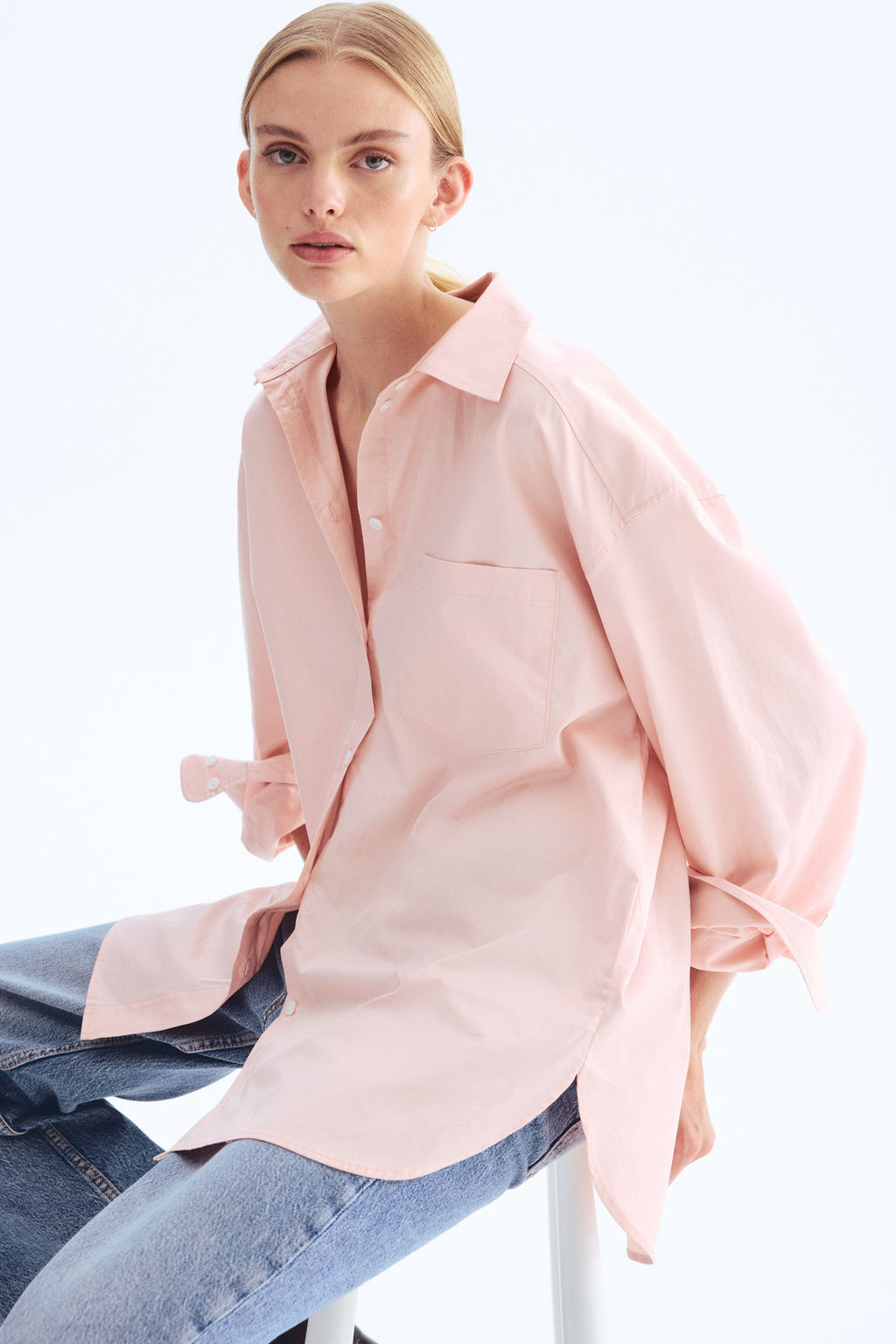 Camisa oversize en popelina de algod?n - H&m фото 2