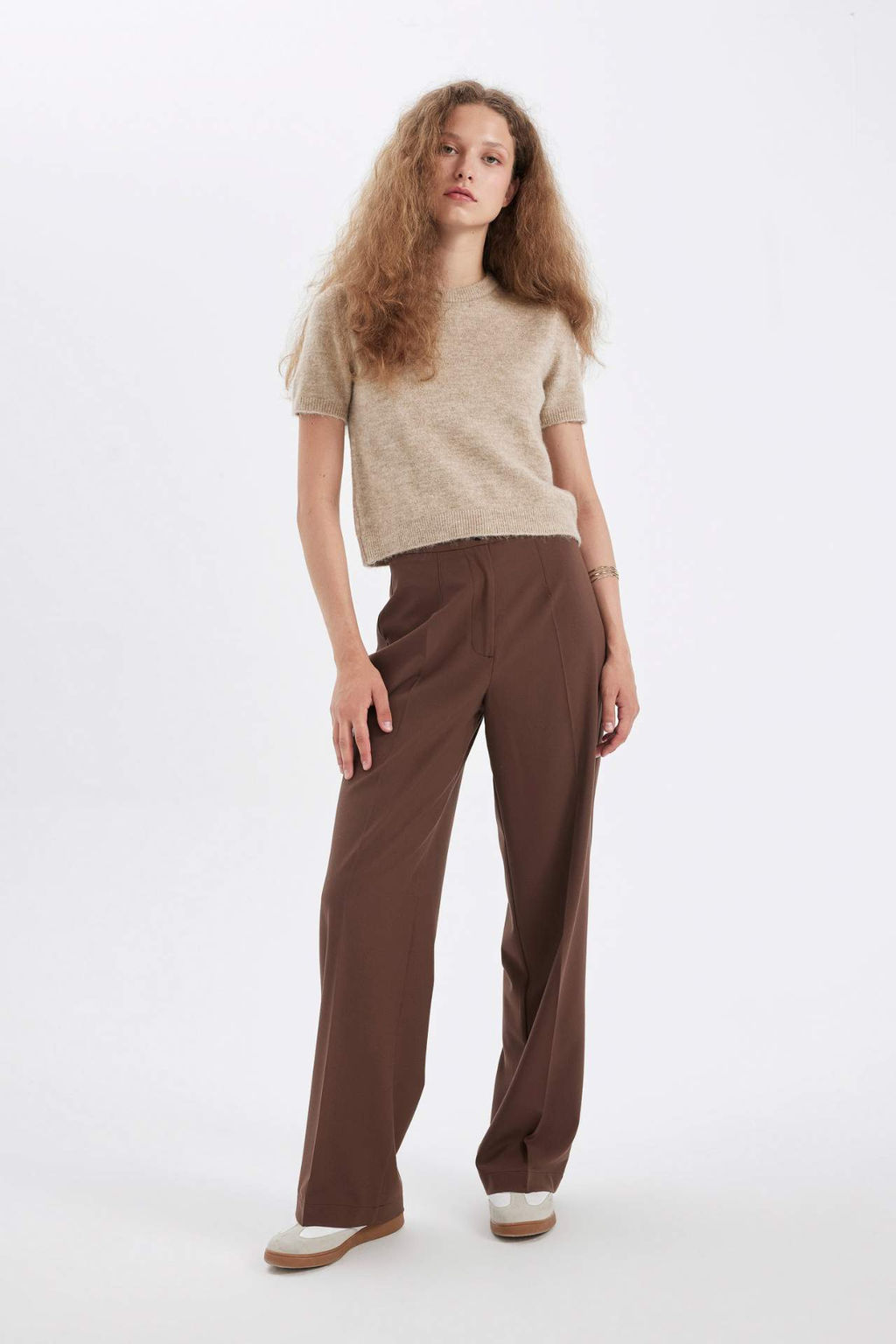 Standart Boy Pantolon Wide Leg Genis Bol Paca Basic Duz Yuksek Bel - Defacto фото 6