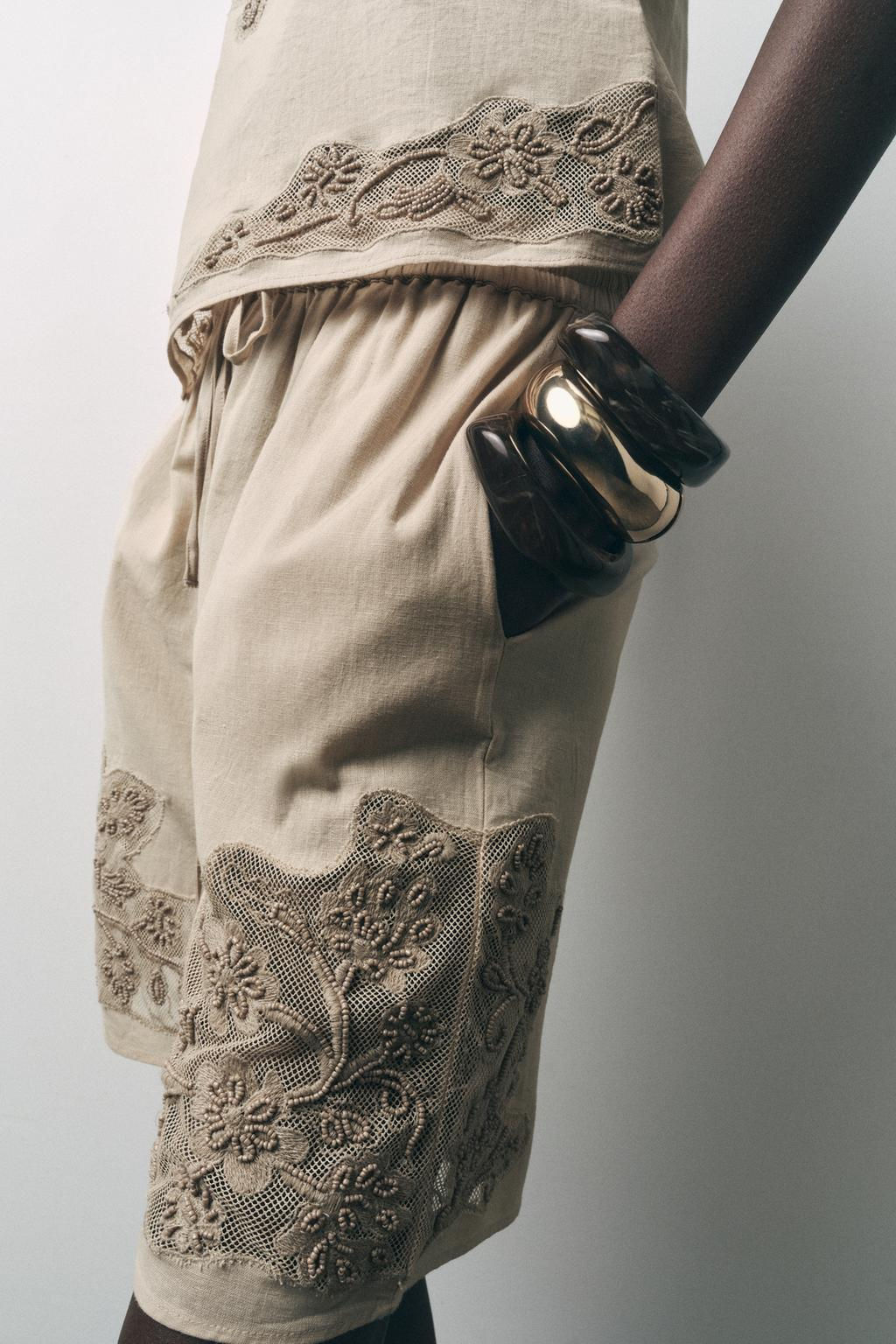 EMBROIDERED BEAD BERMUDA SHORTS - Zara фото 3