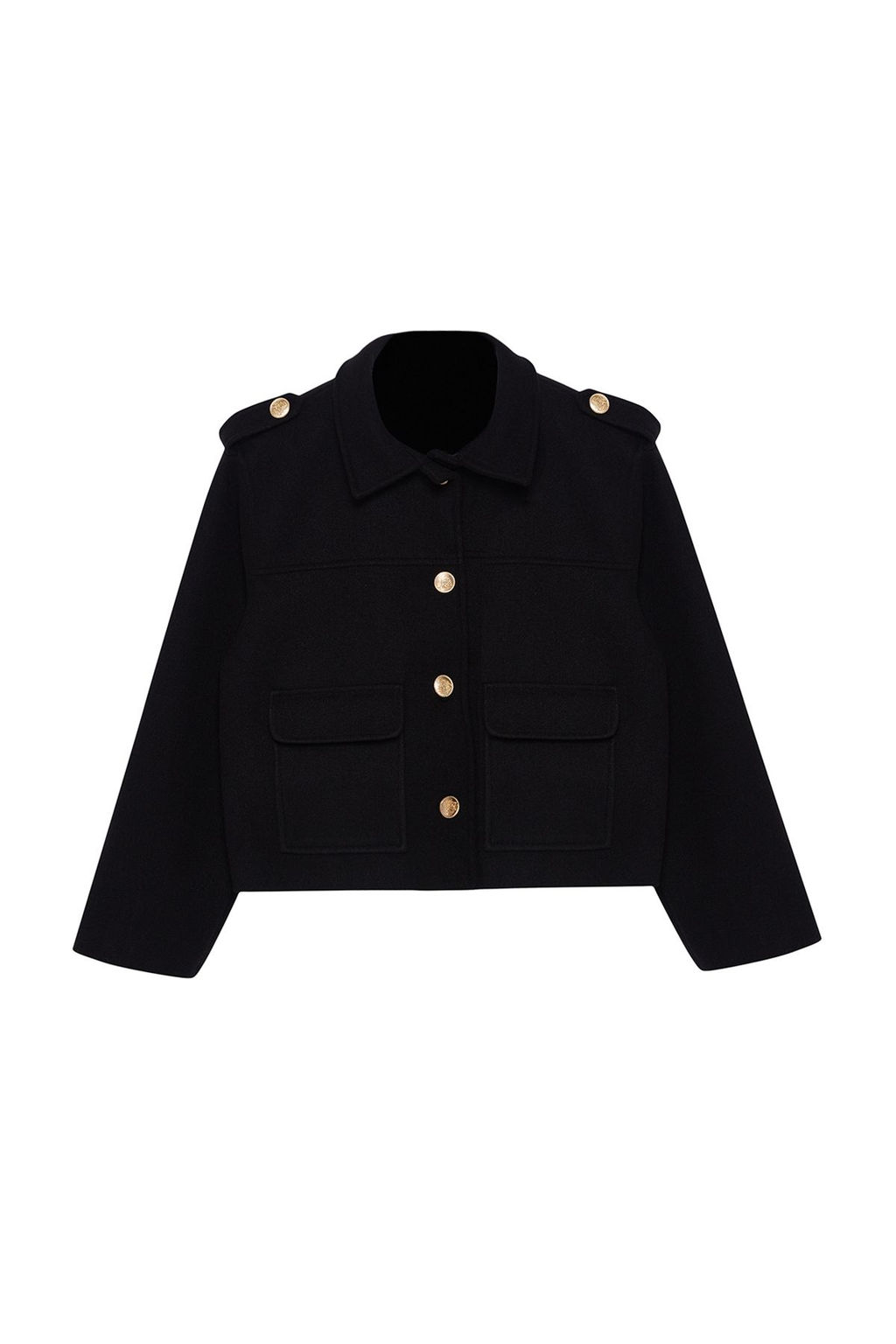 TRENDYOLMILLA Siyah Regular Gold Dugme Detayl? Ince Ceket Mont TWOAW25MO00081  фото 8