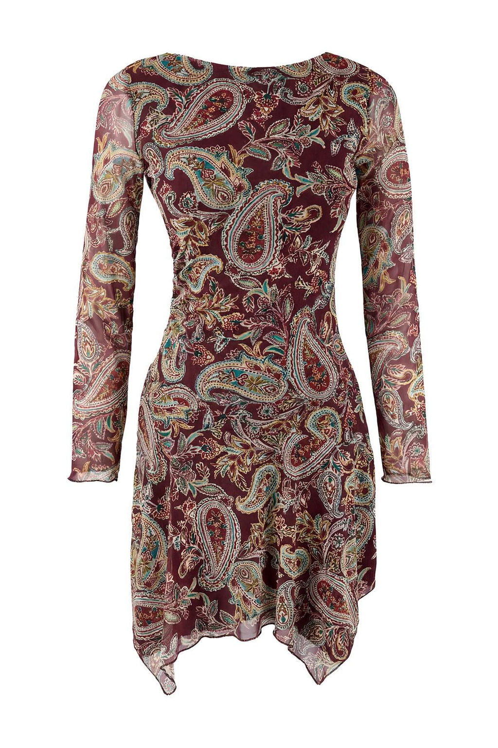 Cok Renkli Sal Desen A-Kesim/Can Form Asimetrik Kay?k Yaka Mini Tul Orme Elbise TWOSS26EL00104