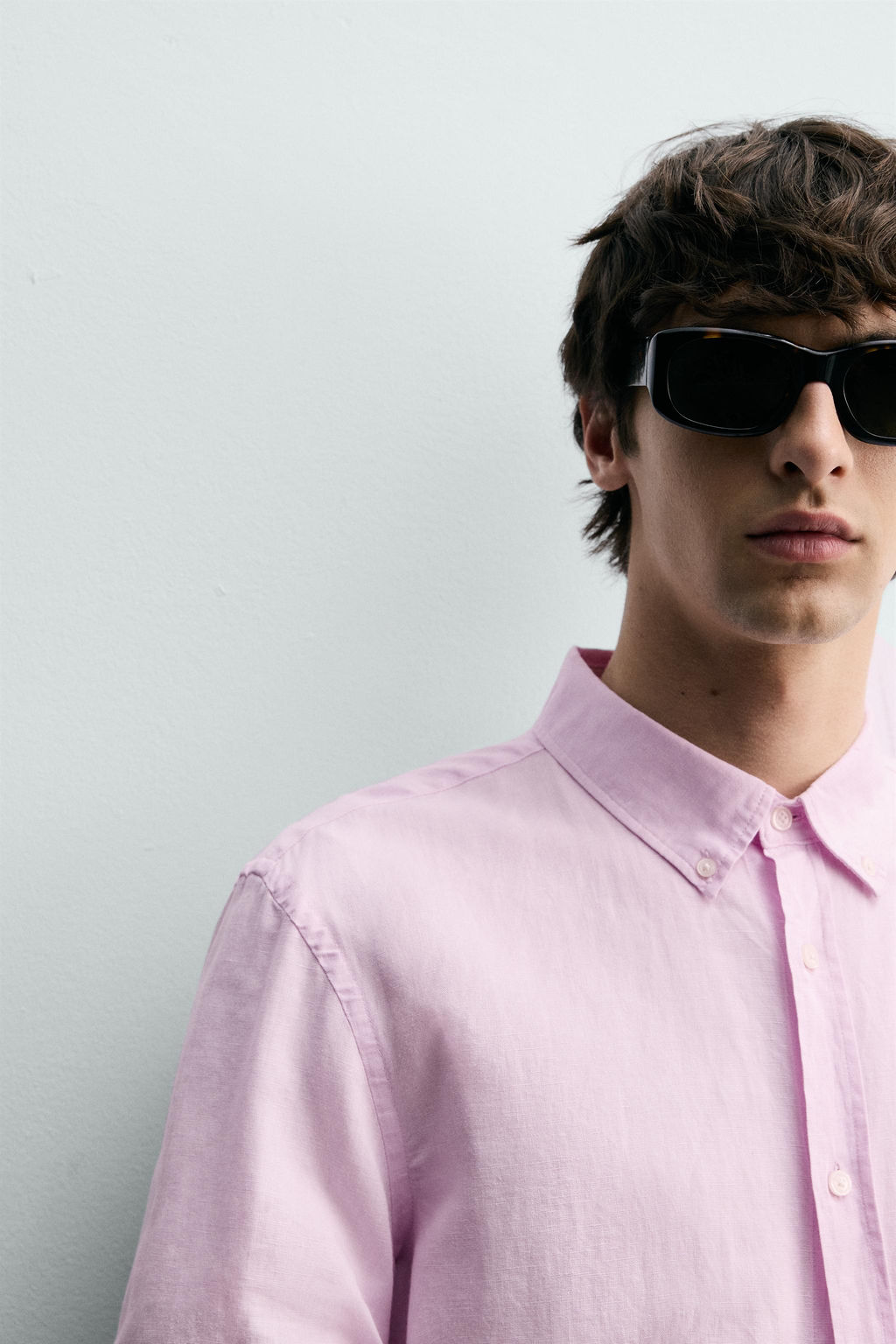 Рубашка Camisa Regular Fit Lino Algodon розовая из льна