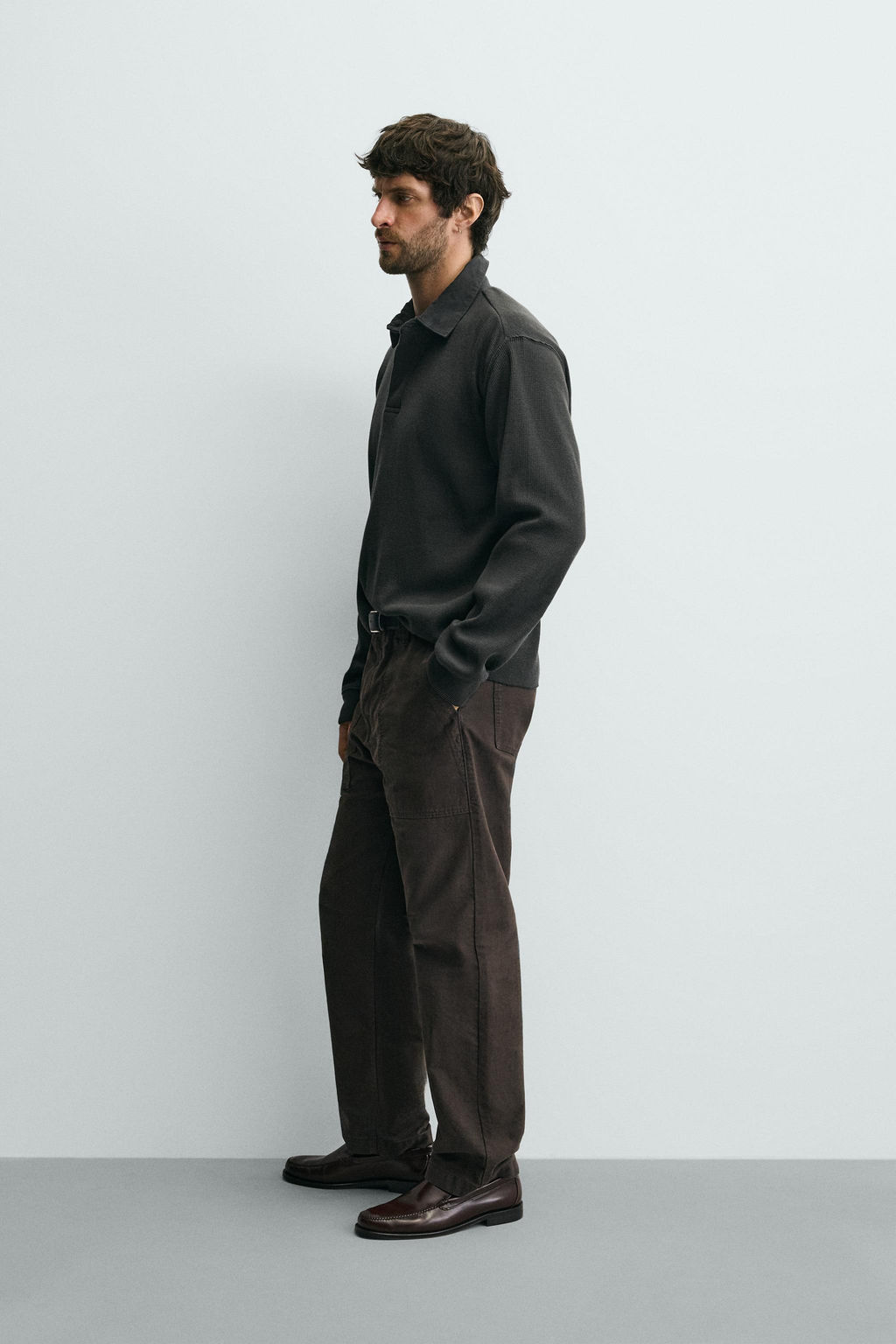 POLO ESTRUCTURA WAFFLE CUELLO COMBINADO / Gris antracita - Zara фото 4