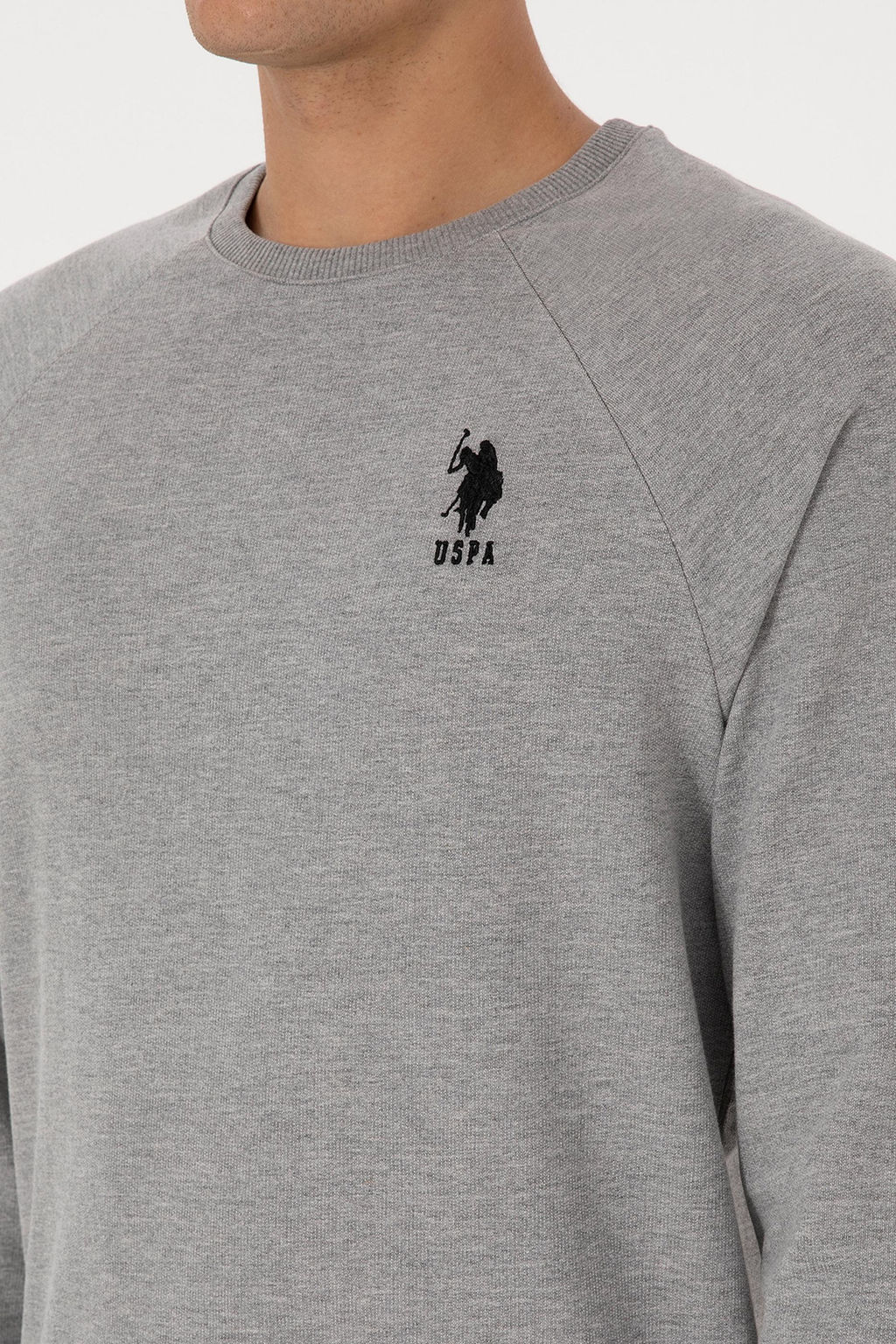 Erkek Gri Melanj Basic Sweatshirt
