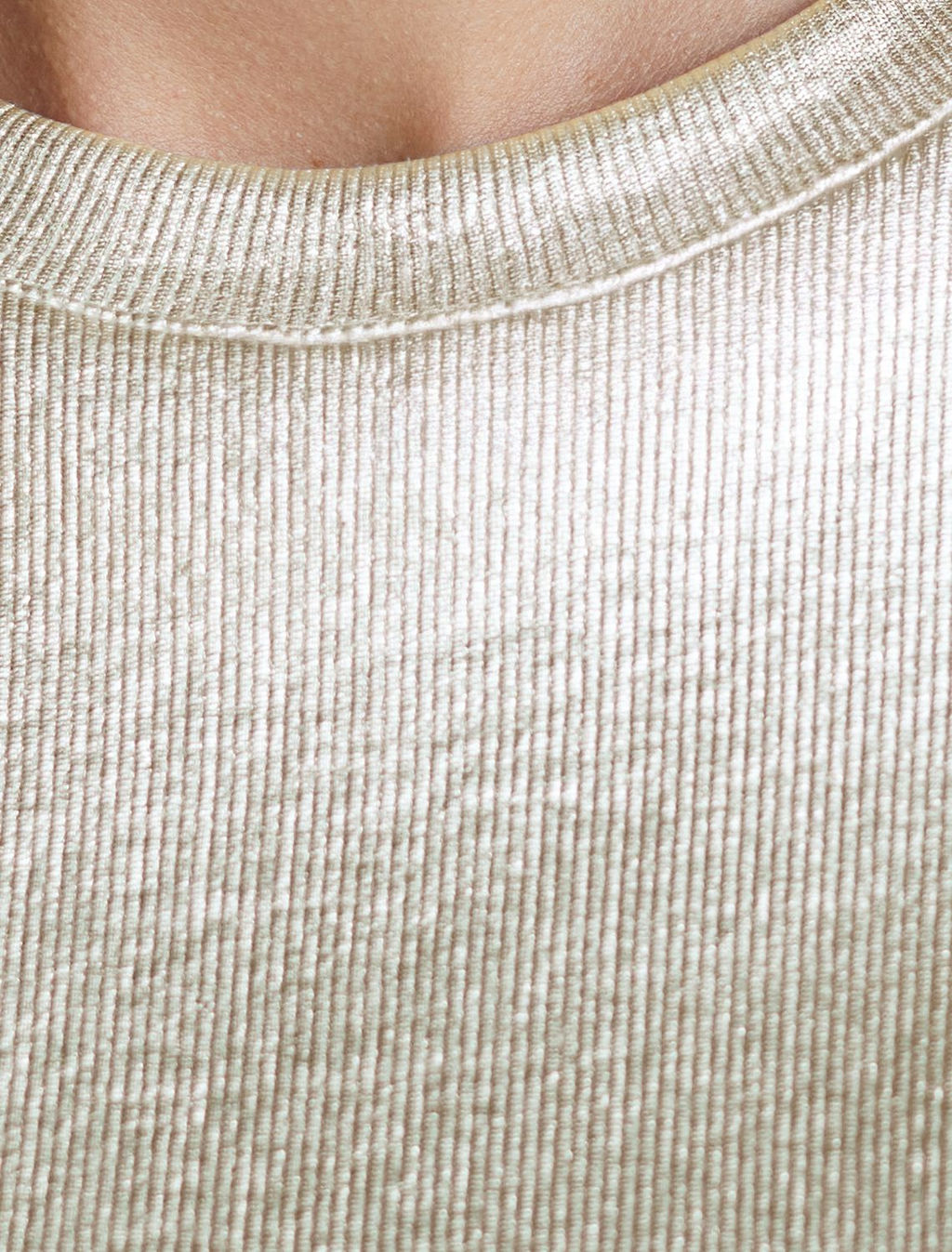 Топ с закрытым декольте из хлопка с эластаном в рубчик с матовым покрытием металлик - Vilatte фото 3