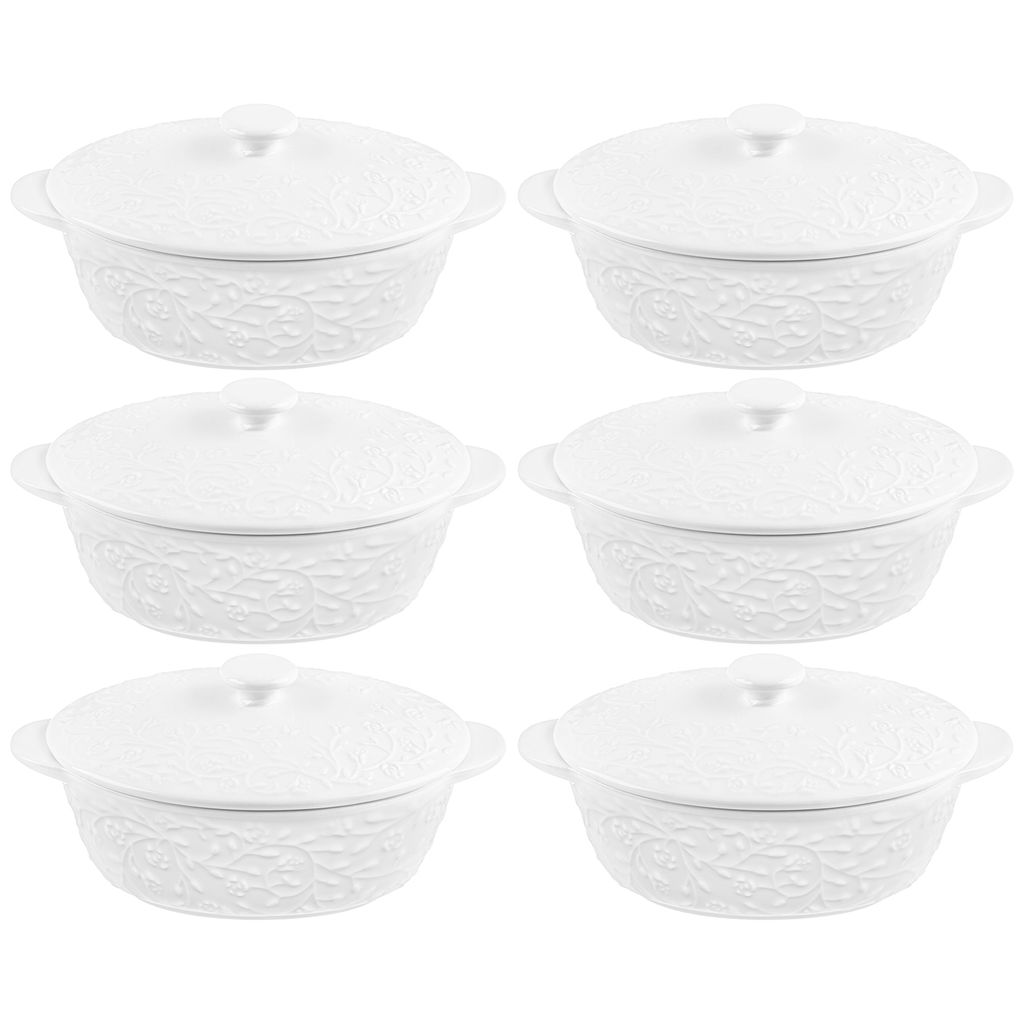 Набор жюльенниц-кокотниц 6 пр. 250 мл 16*10*8 см "Веточки-цветочки" с крышками