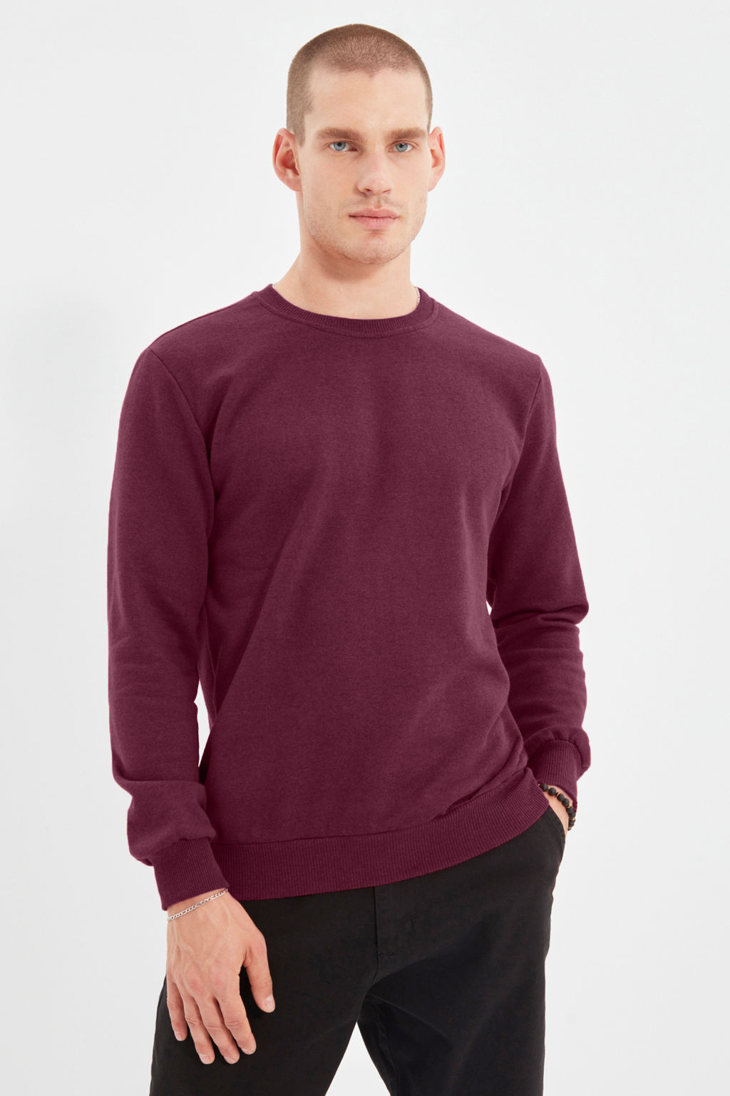 Bordo Regular/Normal Kesim Ici Polar/S?cak Tutan Sweatshirt TMNAW21SW1208