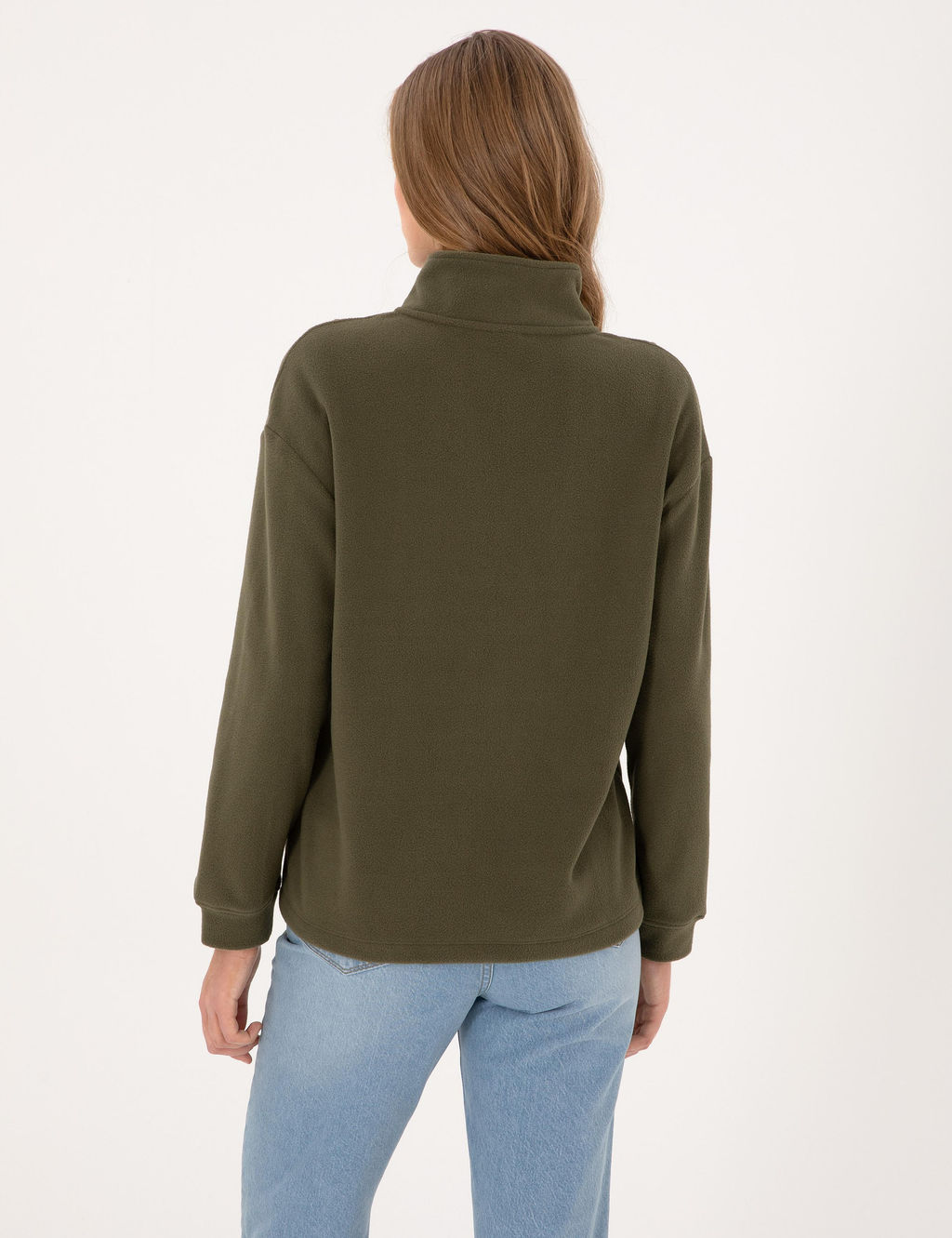 Haki Comfort Fit Fermuarl_ Polar Sweatshirt