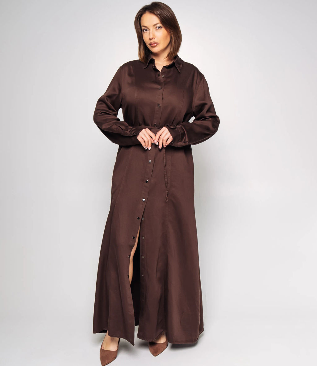 Джинсовое платье #КТ8070, шоколадный - Dommod фото 4