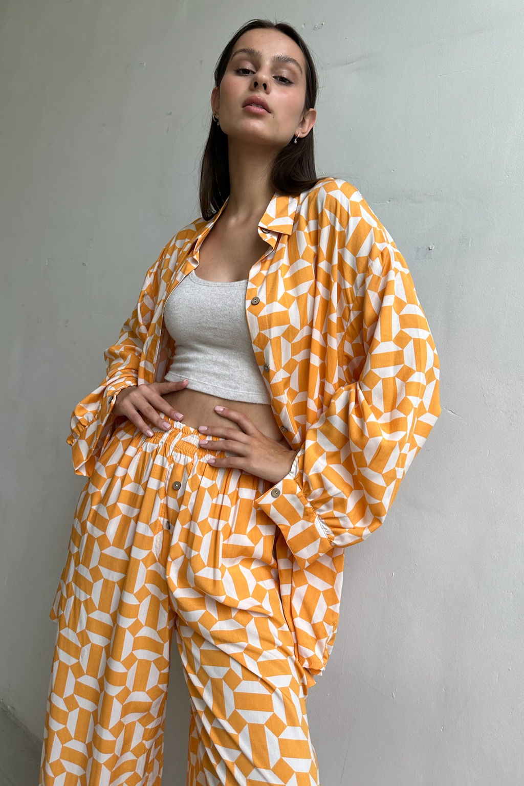 Костюм женский SET065/05/Желтый, белый