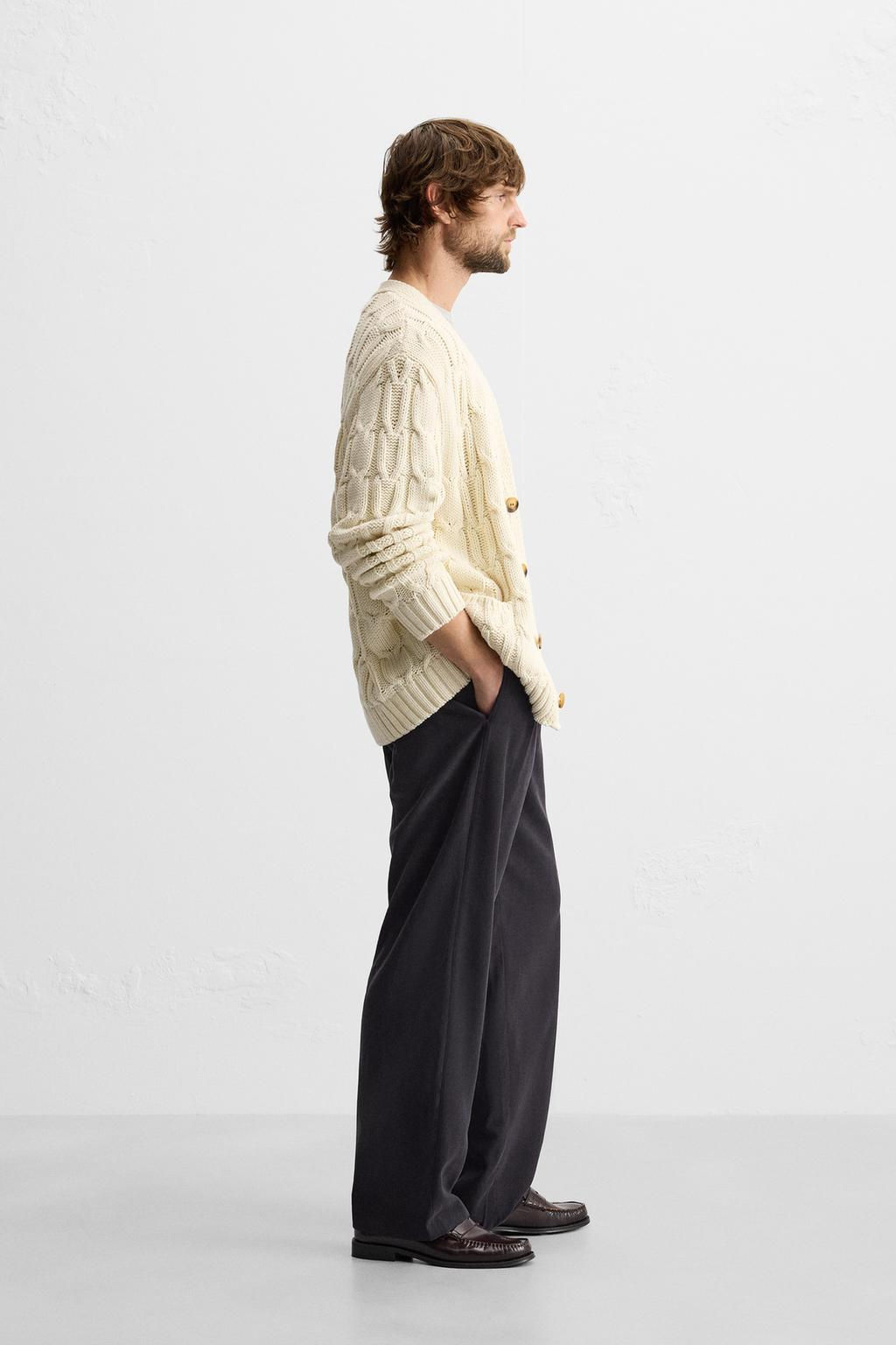 TEXTURED CABLE-KNIT CARDIGAN - Zara фото 4