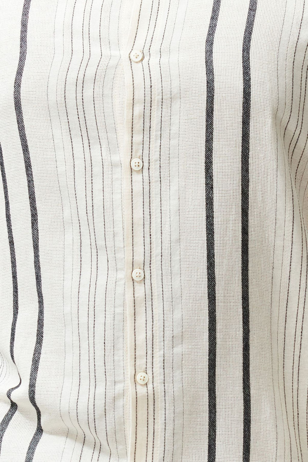 Siyah Regular Fit Cizgili Etamin Buyuk Beden Keten Gorunumlu Gomlek TMNSS24AX00004