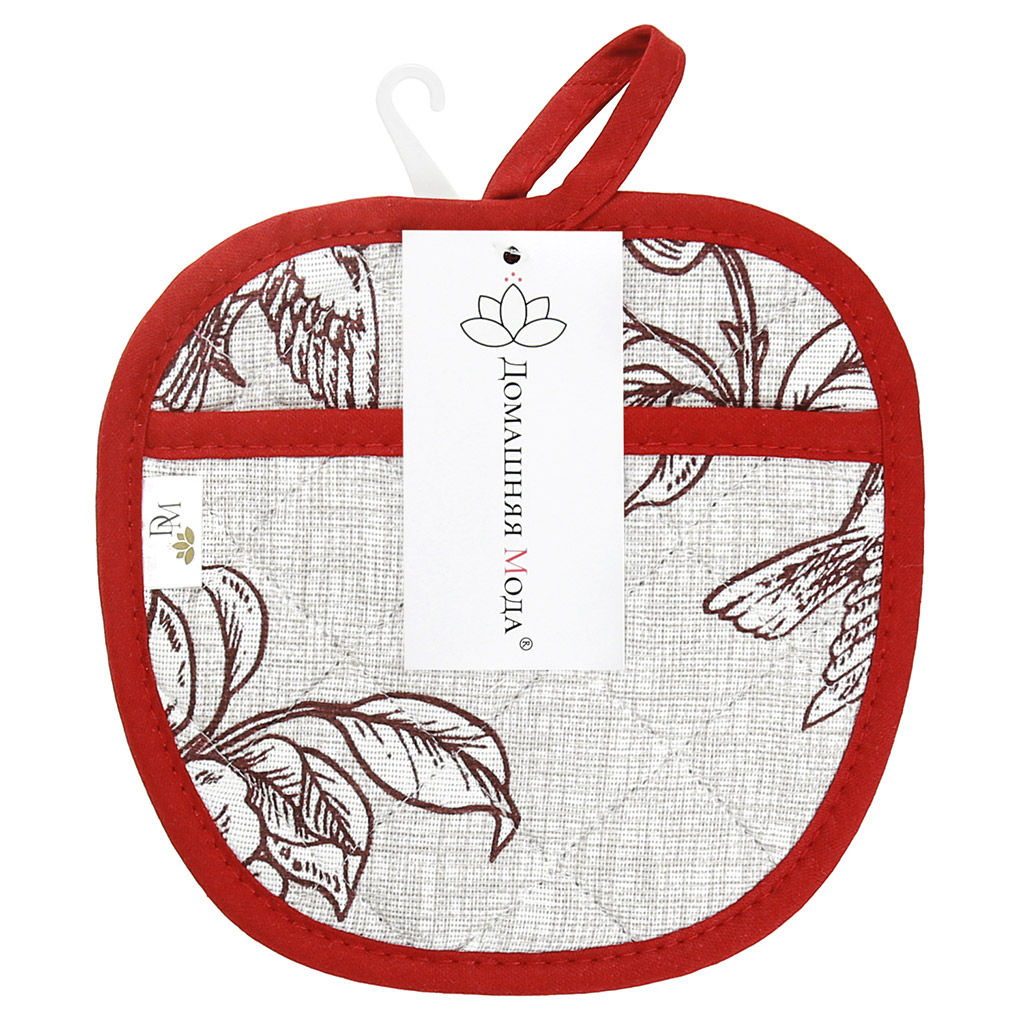 Прихватка с запахом 19х19см Парадиз, форма Яблоко, рогожка 171г/м2, хлопок 100%, наполнитель - ватин 280г/м2, на пластмассовом подвесе, Домашняя мода (Россия) фото 4