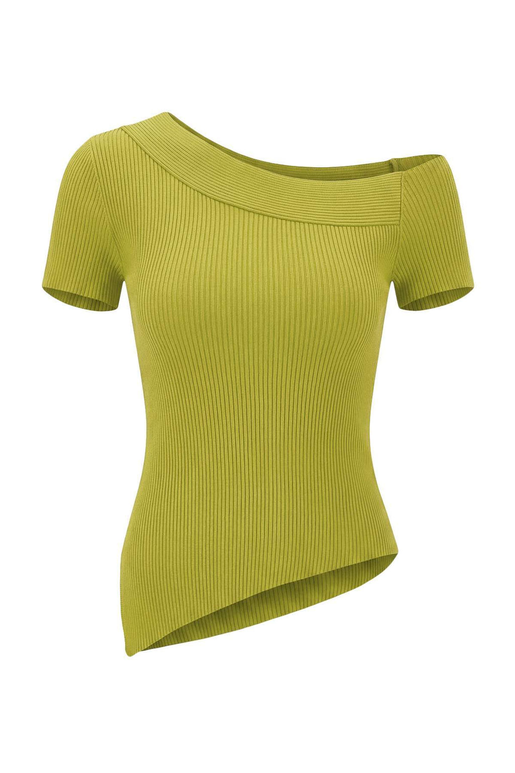 Yag Yesil Asimetrik Yaka Fitted Triko Ince Bluz TWOSS26BZ00291 - Trendyolmilla фото 5