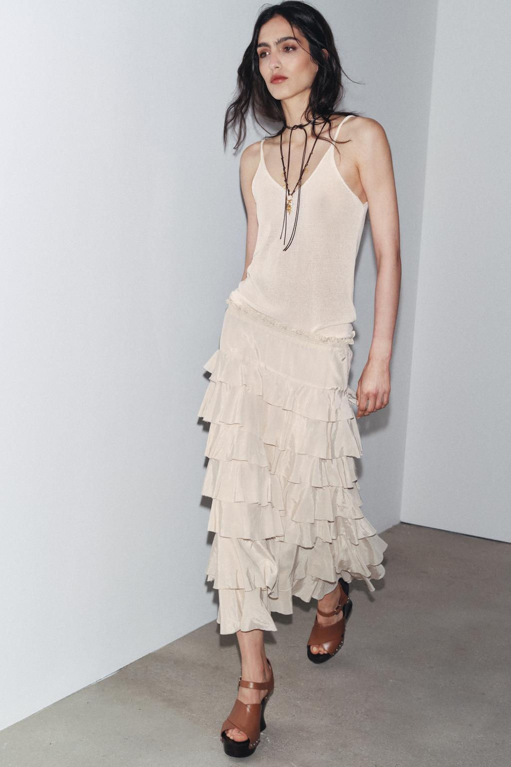 ZW COLLECTION MIDI SKIRT WITH RUFFLES - Zara фото 6