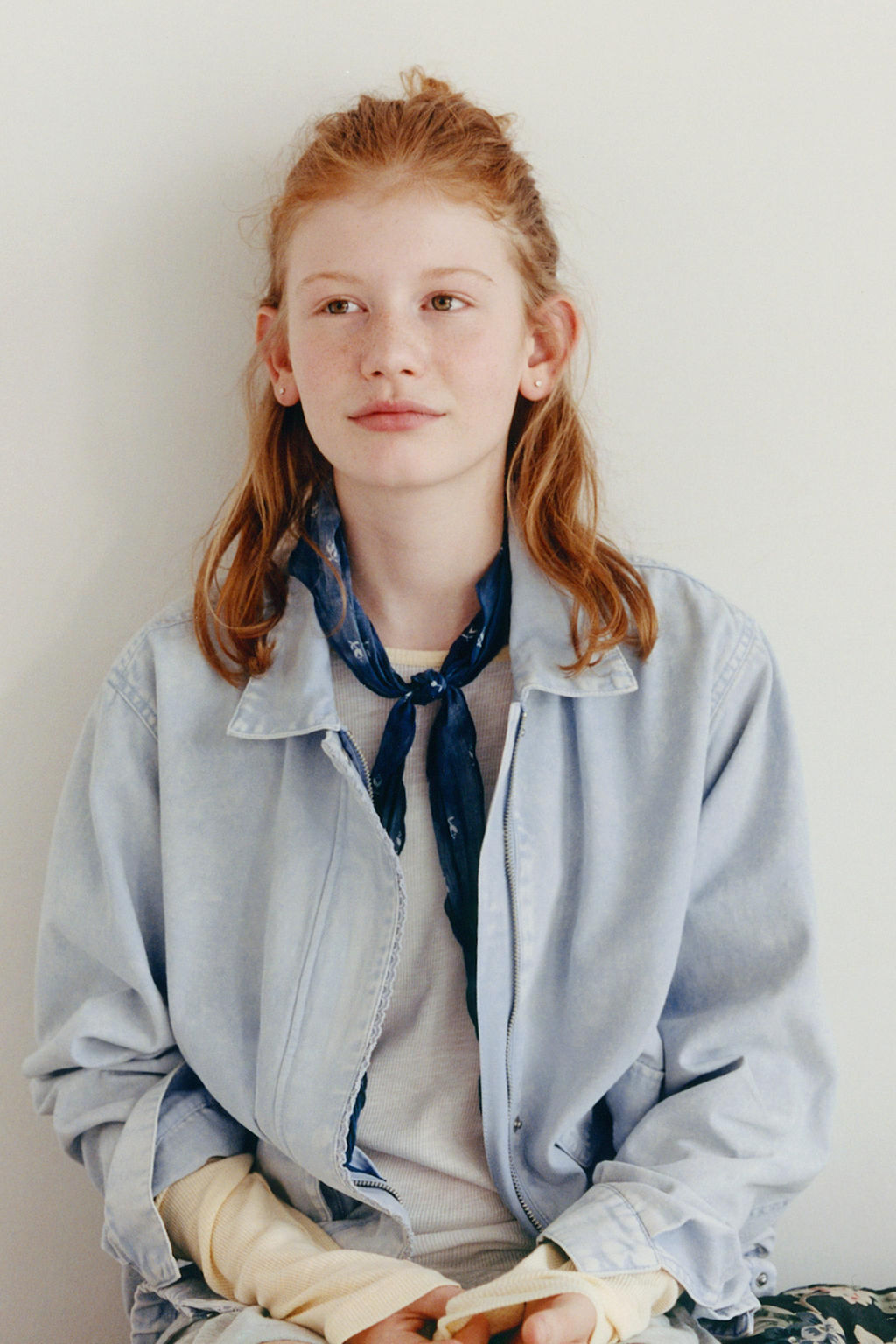 CAZADORA CANVAS PUNTILLA / Azul claro