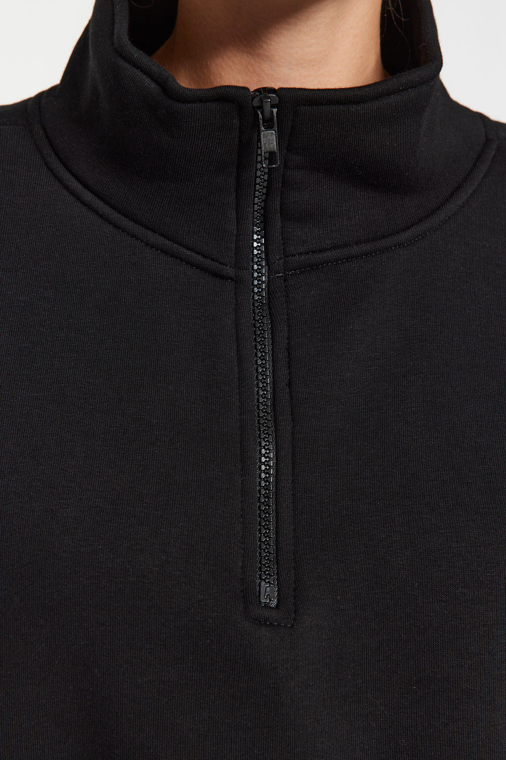 TRENDYOLMILLA Lacivert Rahat Kesim Crop Basic Fermuarl? Dik Yaka Kal?n Ici Polarl? Orme Sweatshirt TWOAW24SW00221 фото 10