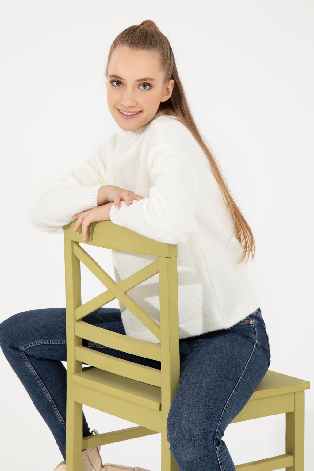 U. S. Polo Assn Женская кремовая водолазка с воротником - U.s. polo assn фото 3