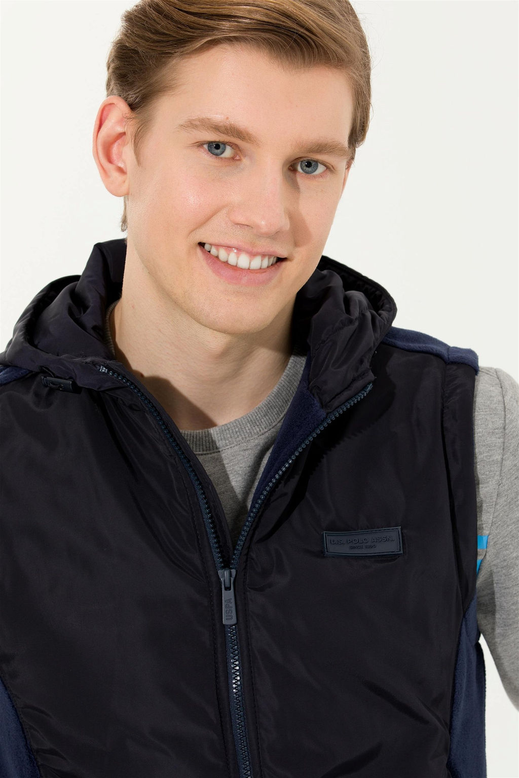 U. S. Polo Assn Мужской темно-синий вязаный кардиган с капюшоном - U.s. polo assn фото 8