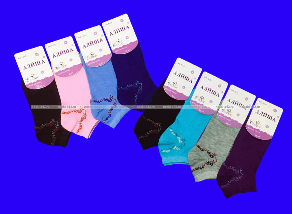 Цена за 12 пар. Следки женские однотонные "Цветочки"