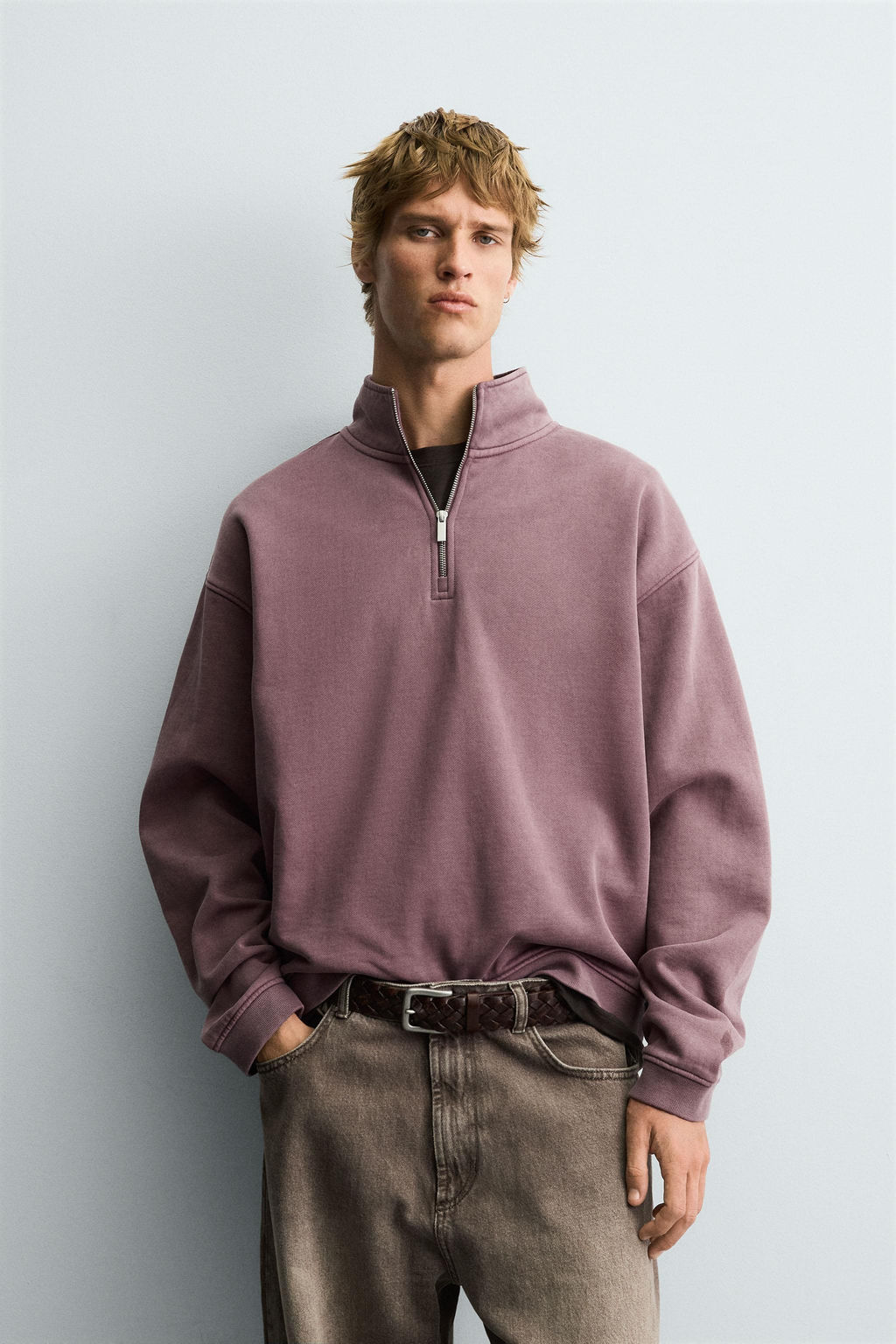WASHED QUARTER-ZIP SWEATSHIRT - Zara фото 2