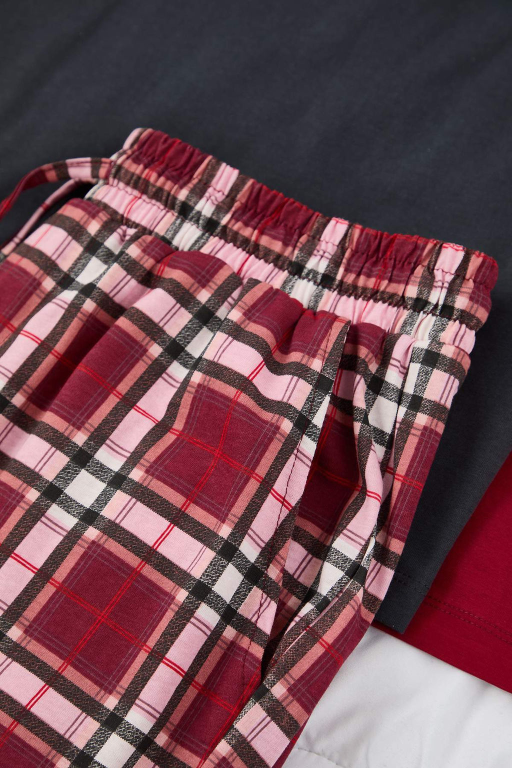 Bordo - Antrasit Regular Fit Ekose Ay?c?k Bask?l? Couple Orme Pijama Tak?m? - Trendyolmilla фото 2