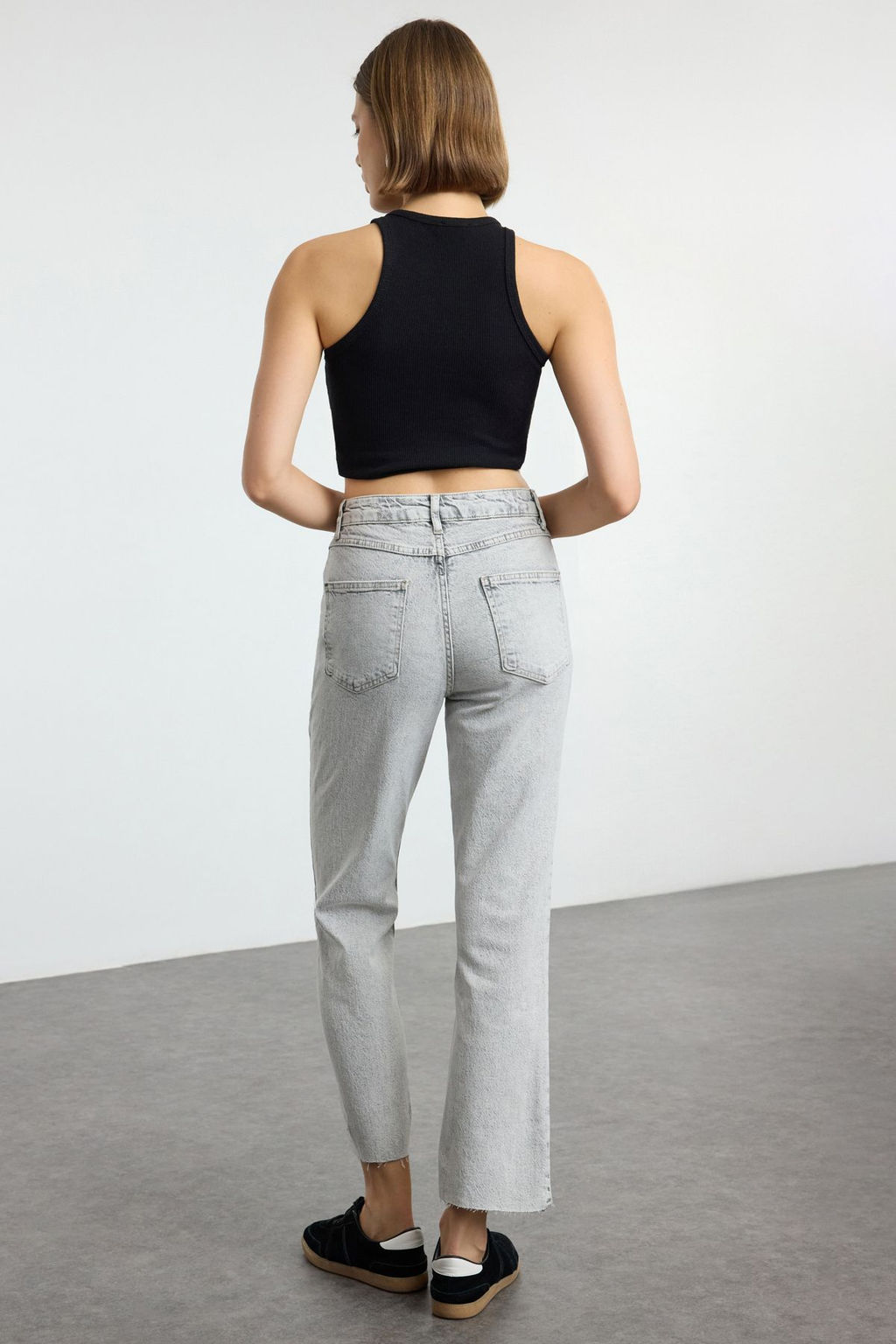 Gri Pacas? Kesikli Yuksek Bel Straight Jeans TWOAW25JE00175 - Trendyolmilla фото 5