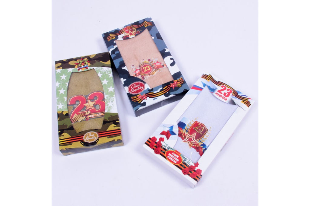 Полотенце микрофибра 23В-А159 в шоколадке 23 февраля МР