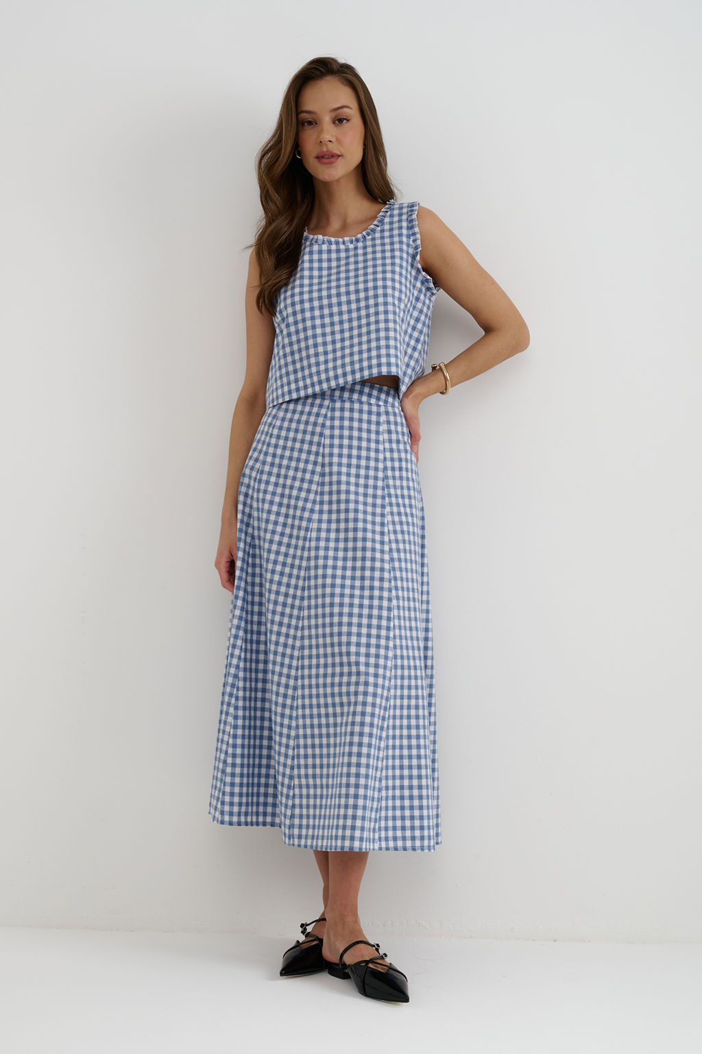 Топ T25_03_Blue Checkers/Голубой, белый