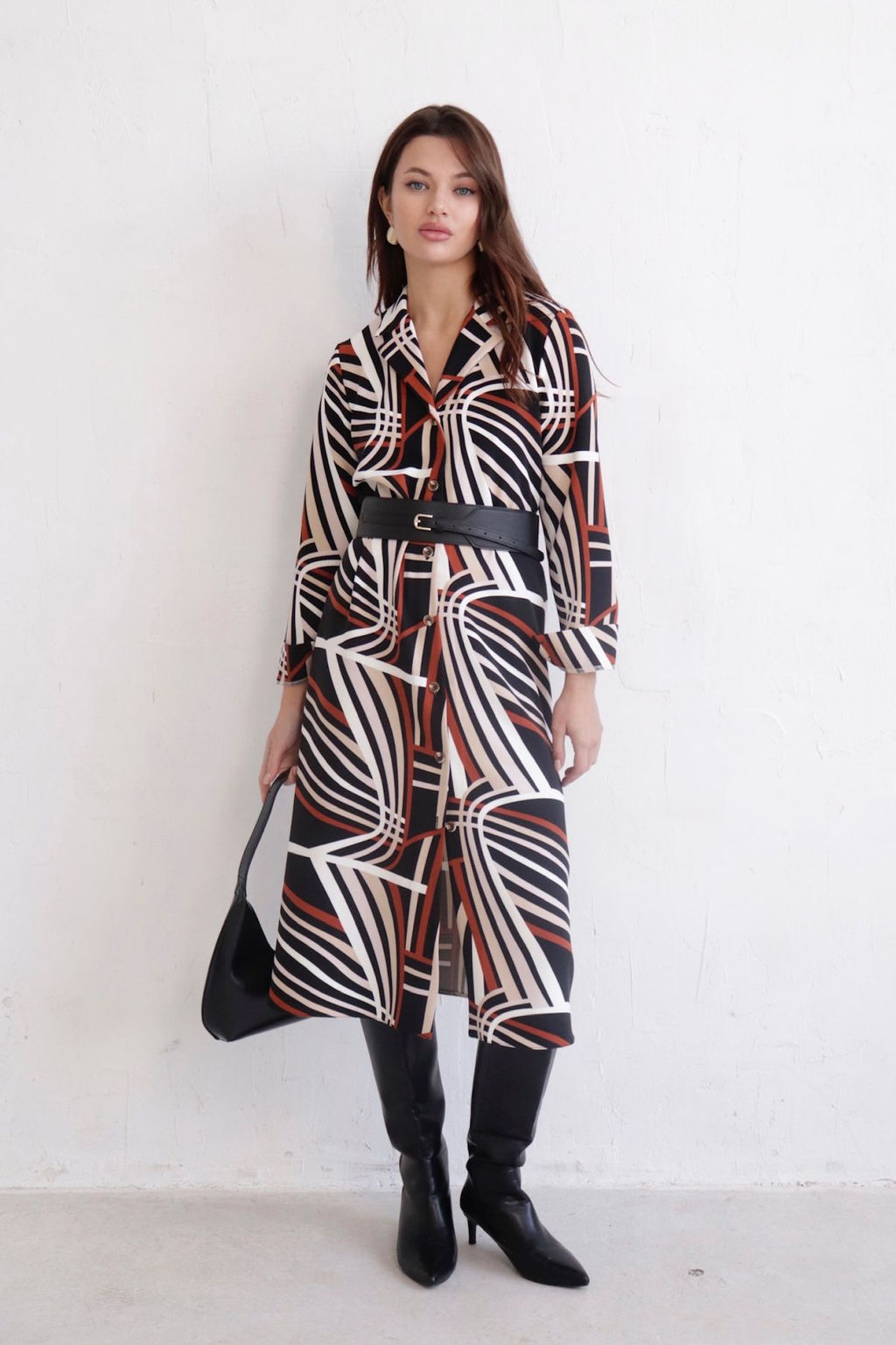 Платье-рубашка с английским воротником принт - Martichelli фото 273