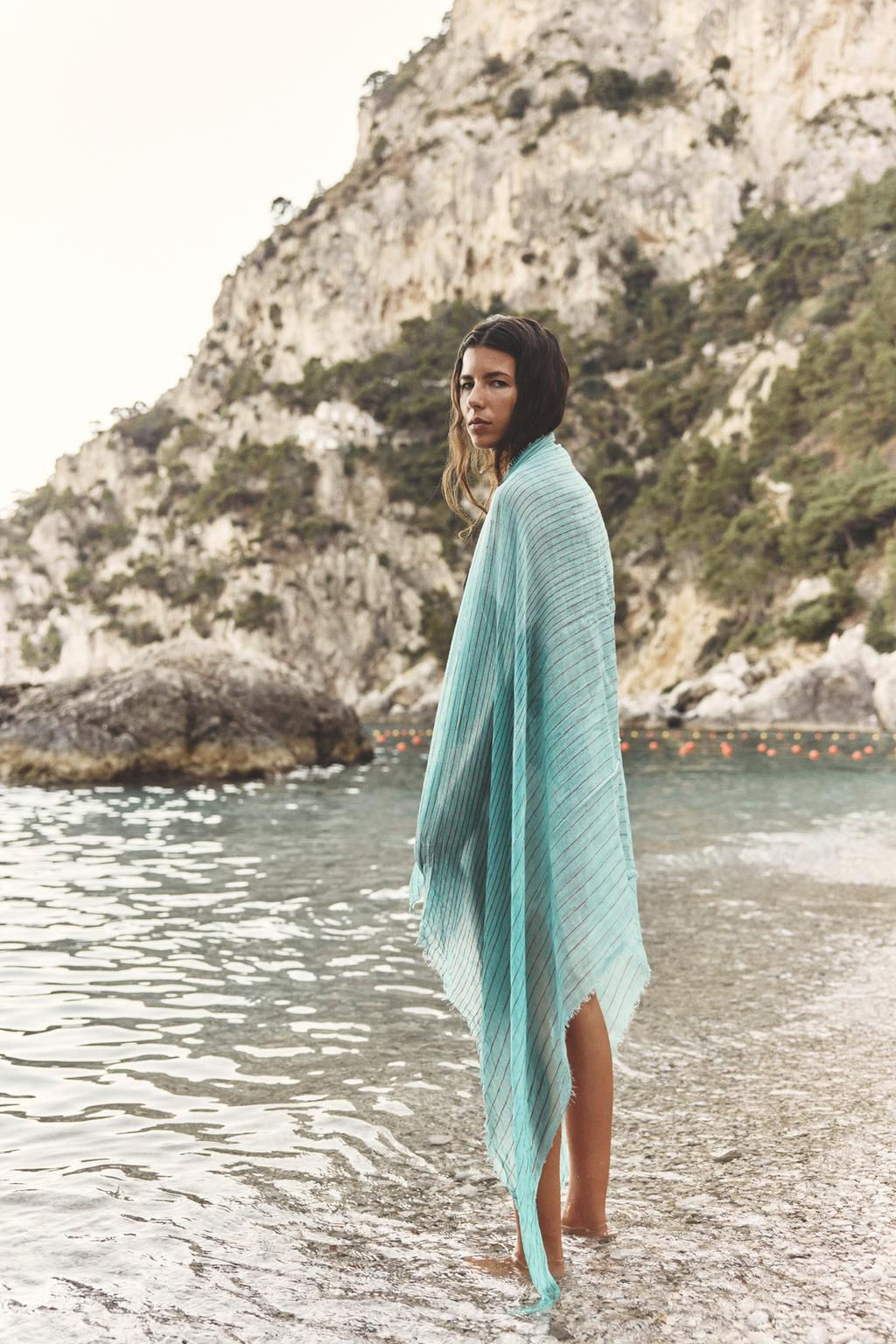 STRIPED 100% LINEN SCARF - Zara фото 12