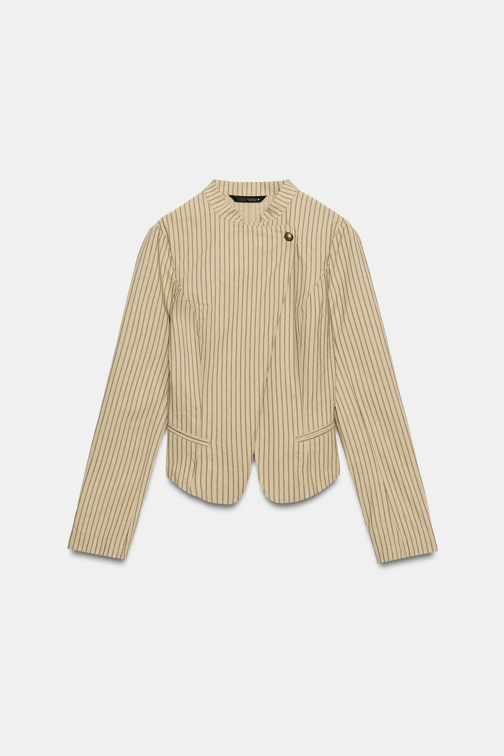 BLAZER RAYAS CIERRE CRUZADO / Tostado oscuro - Zara фото 3