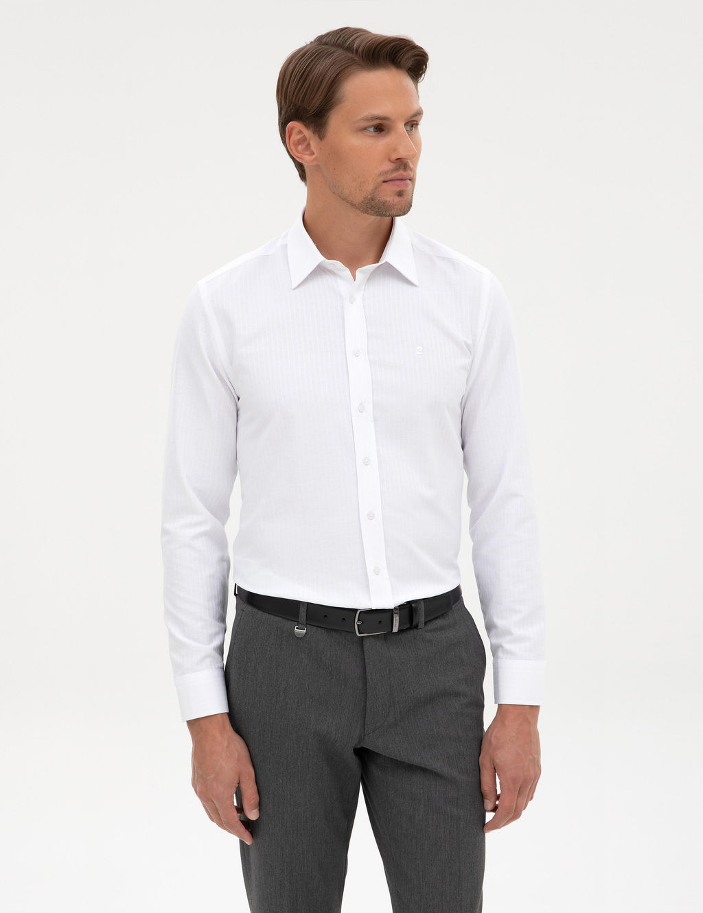 Beyaz Slim Fit Uzun Kollu G_mlek