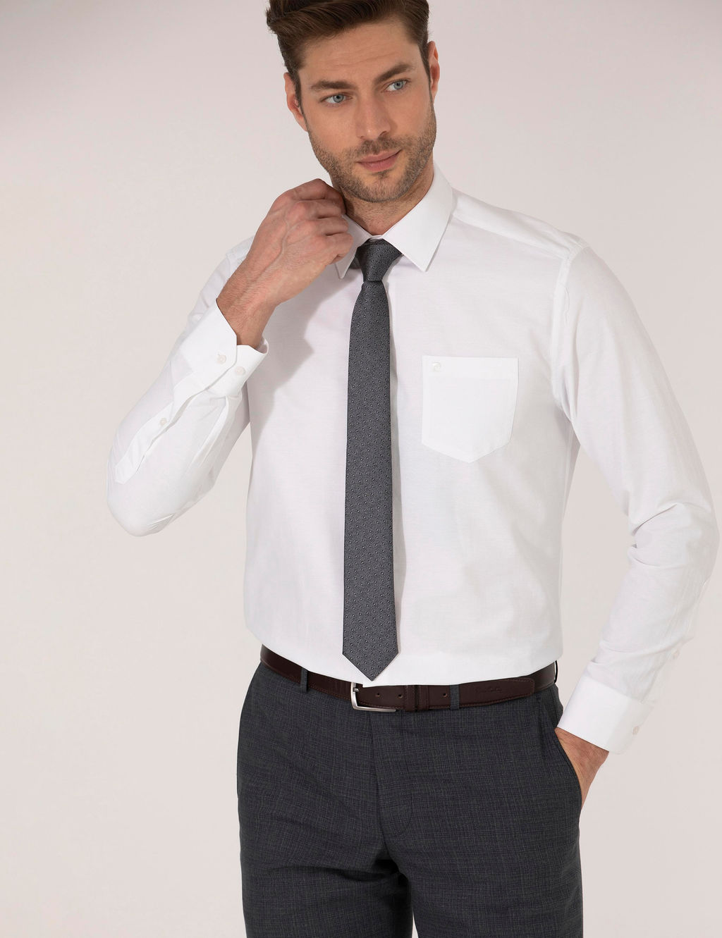 Рубашка Pierre Cardin Regular Fit белая с длинным рукавом