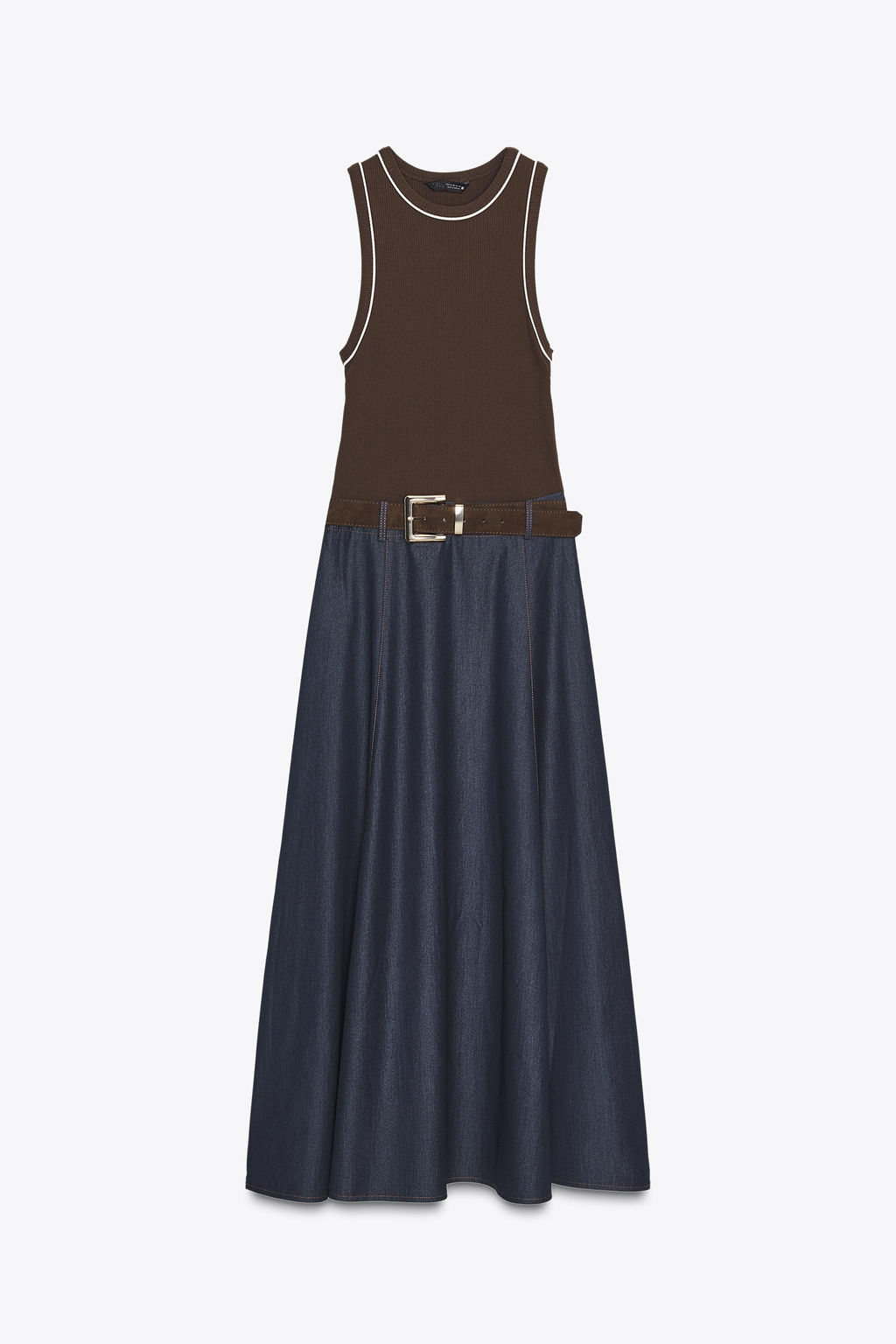 CONTRAST MIDI DRESS WITH BELT - Zara фото 8