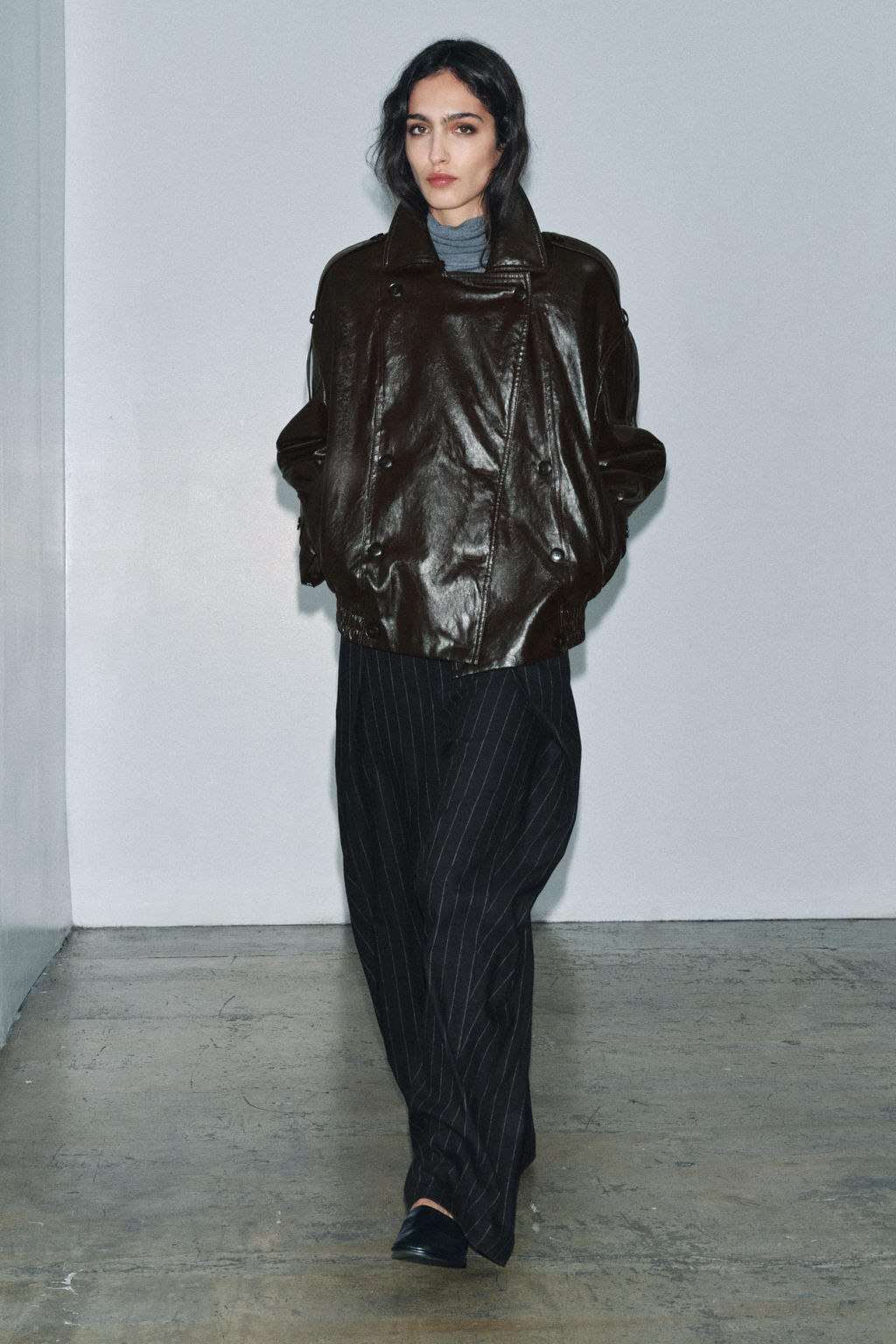 ZW COLLECTION PINSTRIPE TROUSERS WITH WOOL - Zara фото 7