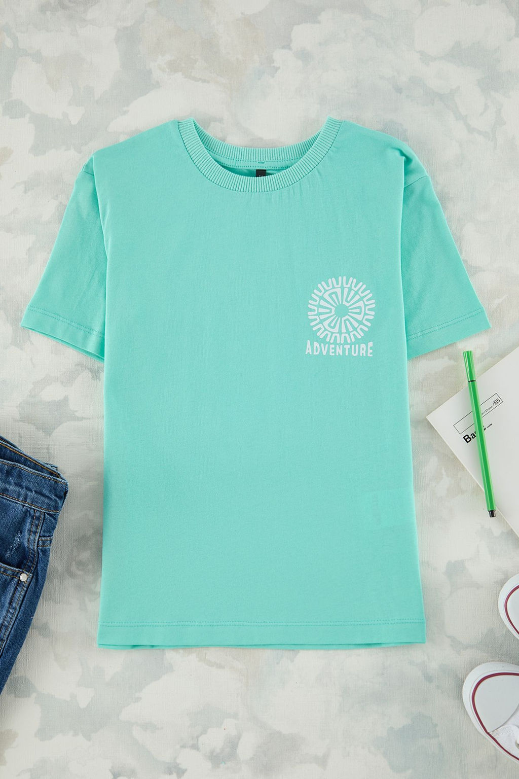 Turuncu Erkek Cocuk %100 Pamuk S?rt Bask?l? Regular Kal?p K?sa Kol Orme T-Shirt TKDSS25TS00071 - Trendyolmilla фото 4