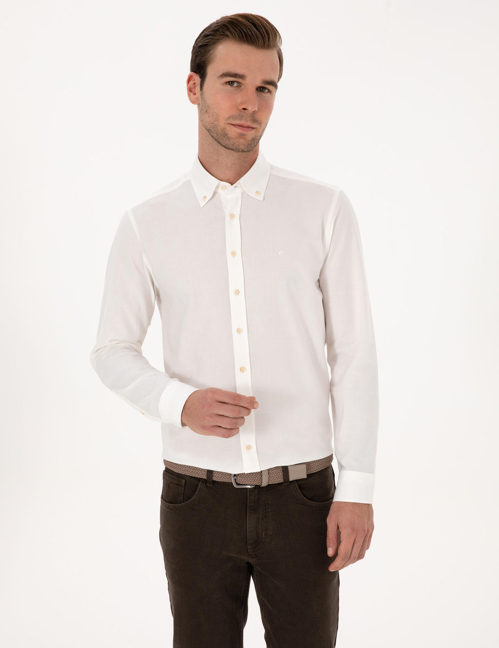 Beyaz Slim Fit Uzun Kollu G_mlek - Cacharel фото 3