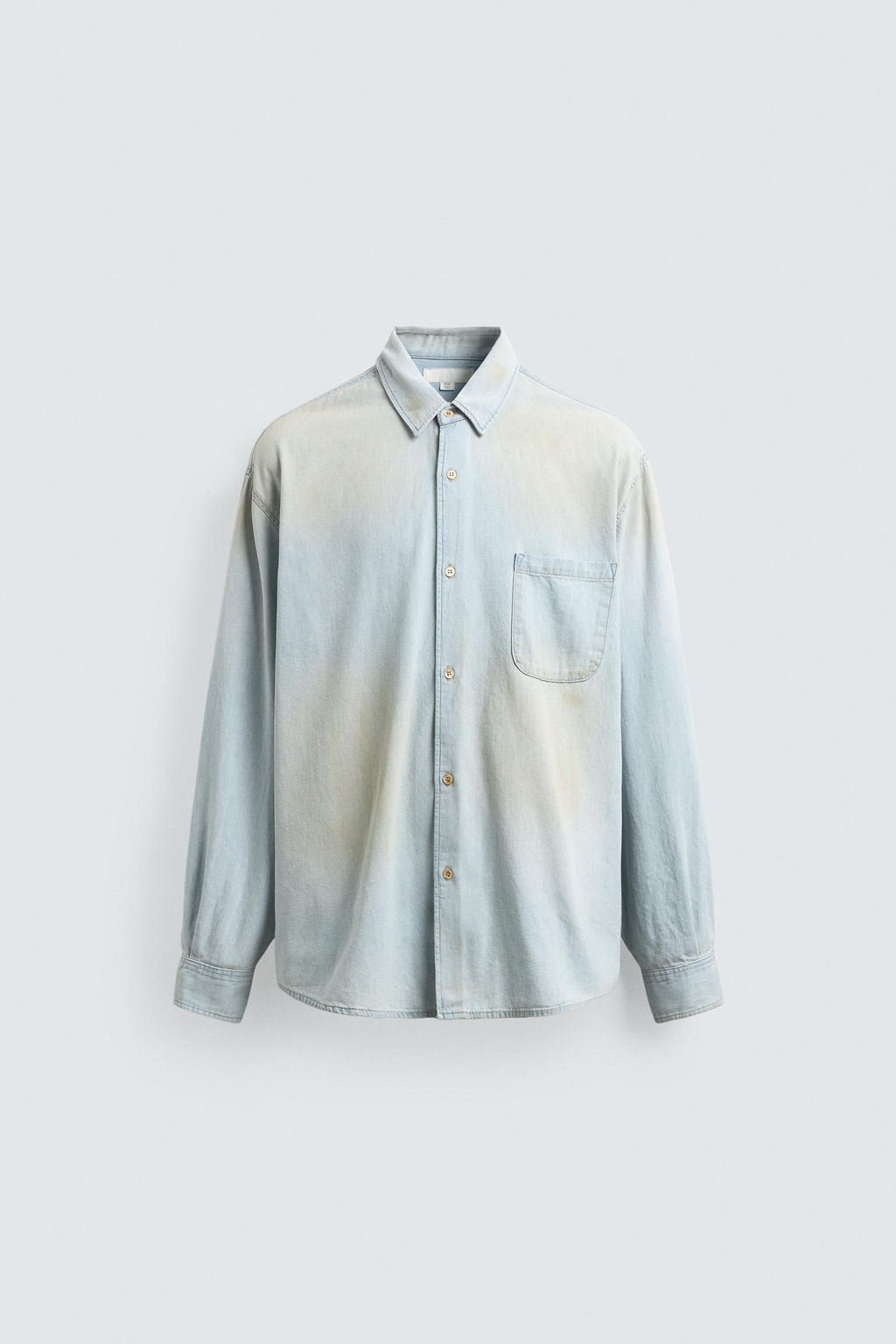 CAMISA DENIM LAVADO EFECTO VINTAGE / Azul claro - Zara фото 7