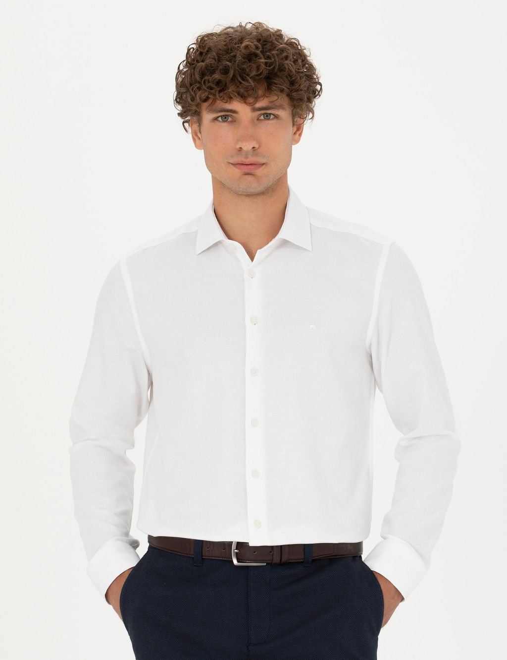 Рубашка Pierre Cardin Slim Fit белая