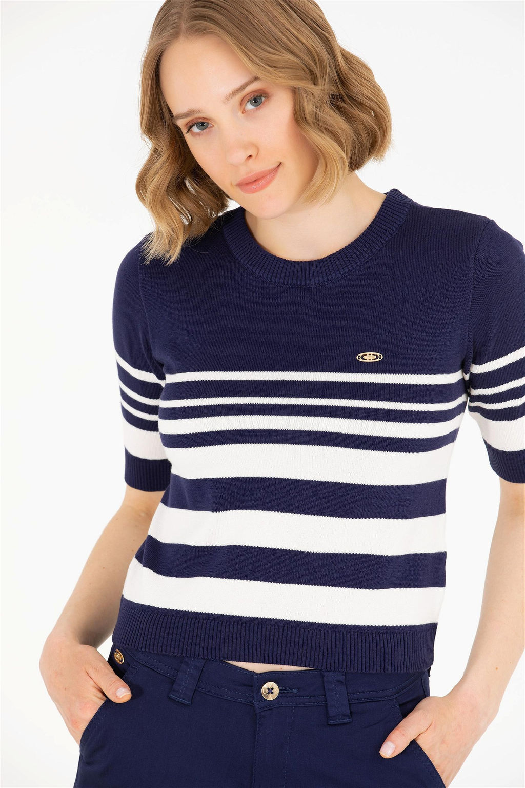 U. S. Polo Assn Женский темно-синий свитер с круглым вырезом - U.s. polo assn фото 9