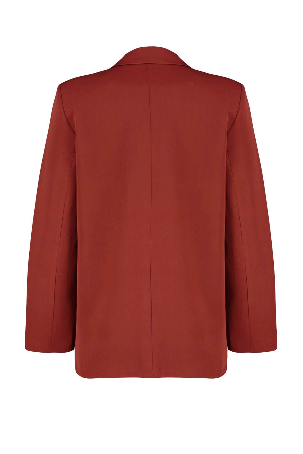 Bordo Kiremit Oversize Duz Kesim Basic Kruvaze Dokuma Blazer Ceket TWOSS24BC00028