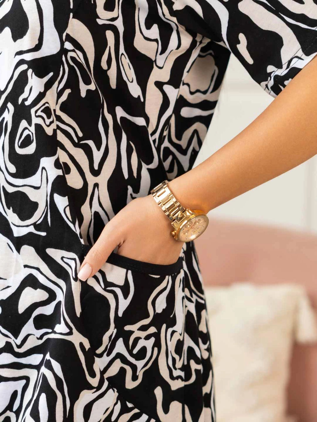 Халат женский, цвет черный бежевый белый - Барболета фото 4