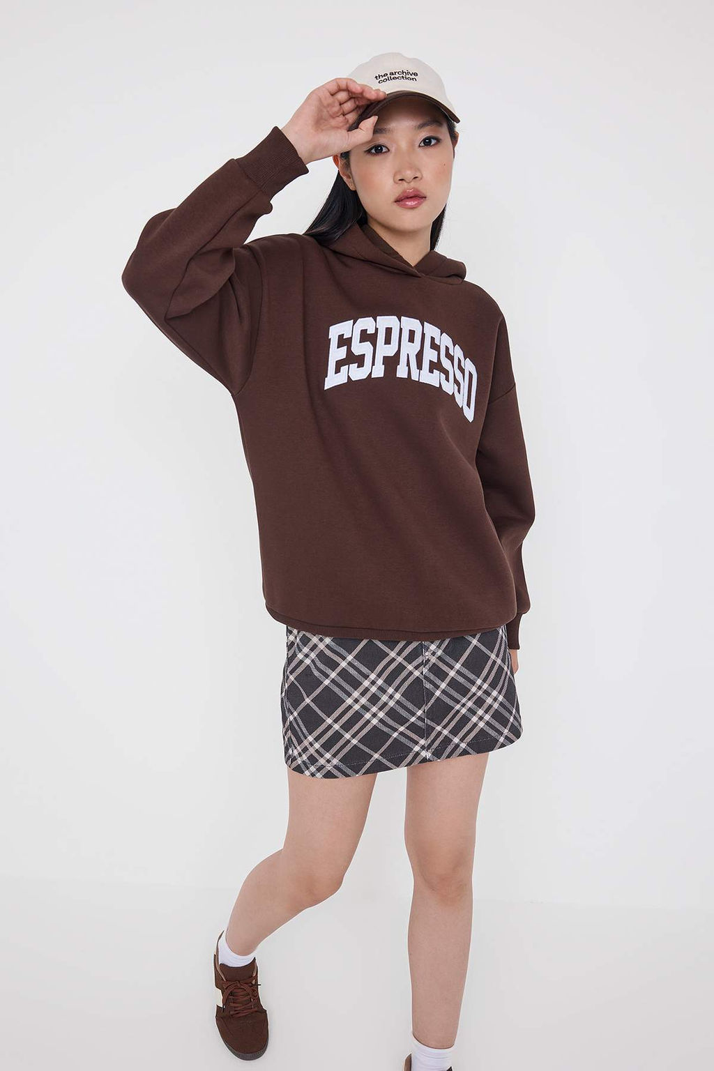 Teen Koyu Kahverengi Oversize/Genis Kal?p Nak?sl? Orme Sweatshirt TWOAW26SW00157 - Trendyolmilla фото 2