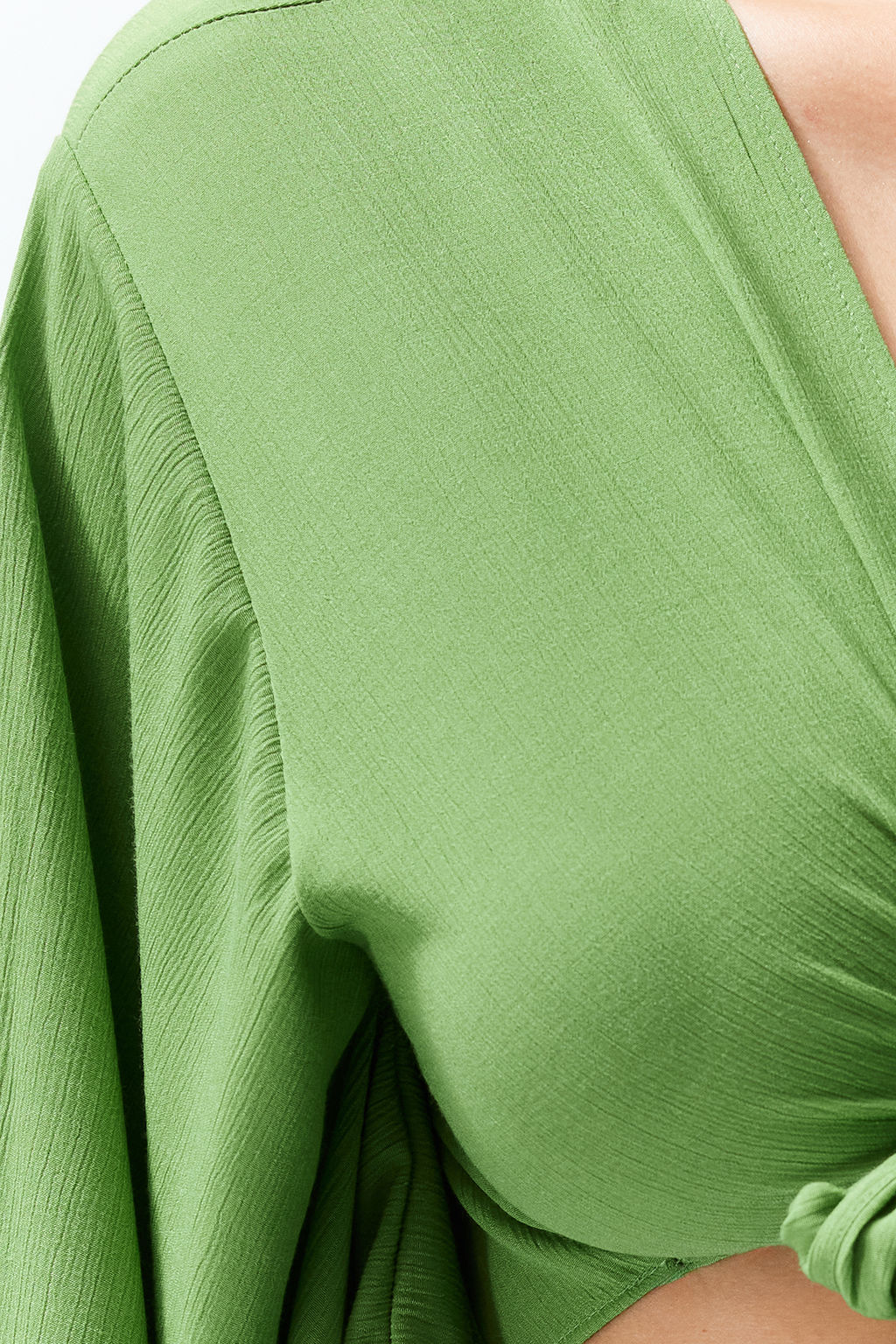 Yesil Dokuma Volanl? Plaj Crop Bluz TBESS19BB0095